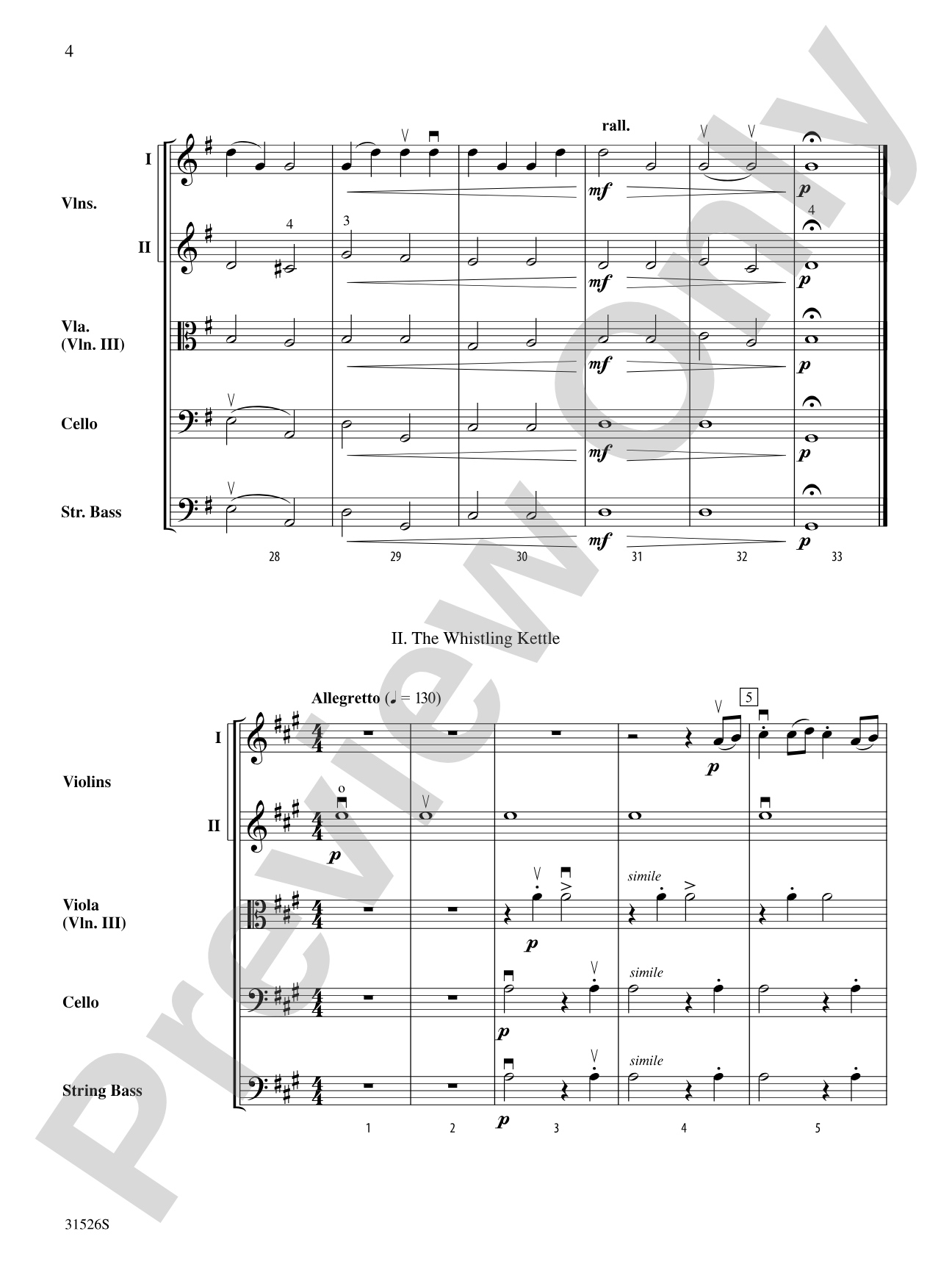 Melody on Two Notes and The Whistling Kettle: String Orchestra Conductor Score & Parts