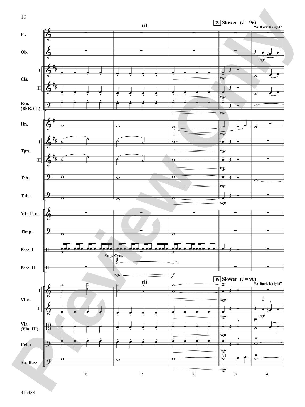 The Dark Knight, Selections from: Full Orchestra Conductor Score & Parts