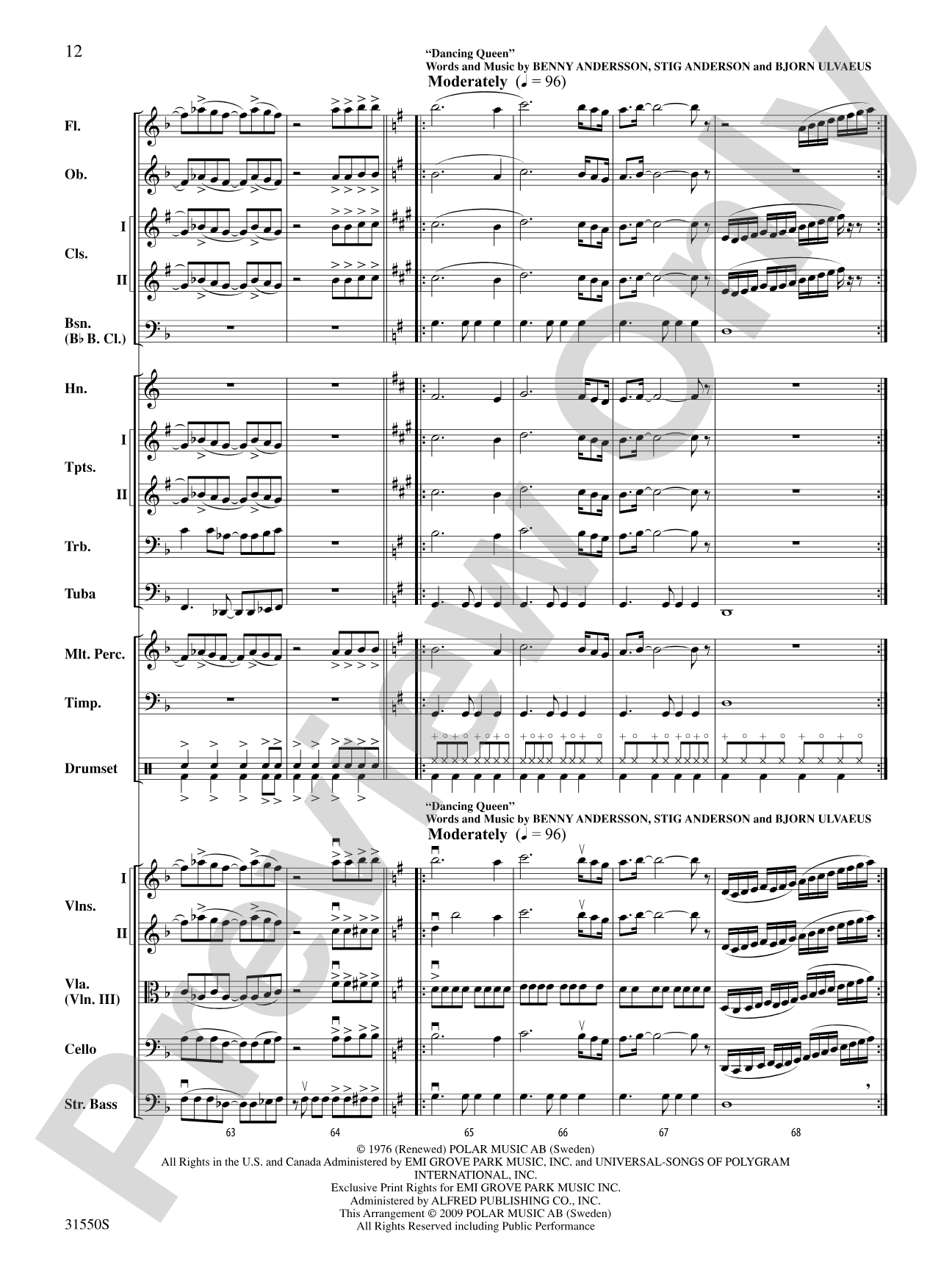 Mamma Mia, Selections from: Full Orchestra Conductor Score & Parts