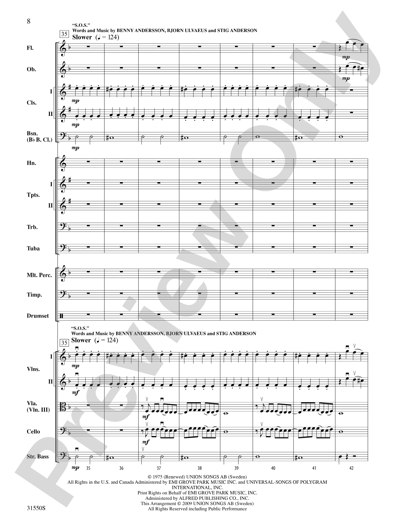 Mamma Mia, Selections from: Full Orchestra Conductor Score & Parts