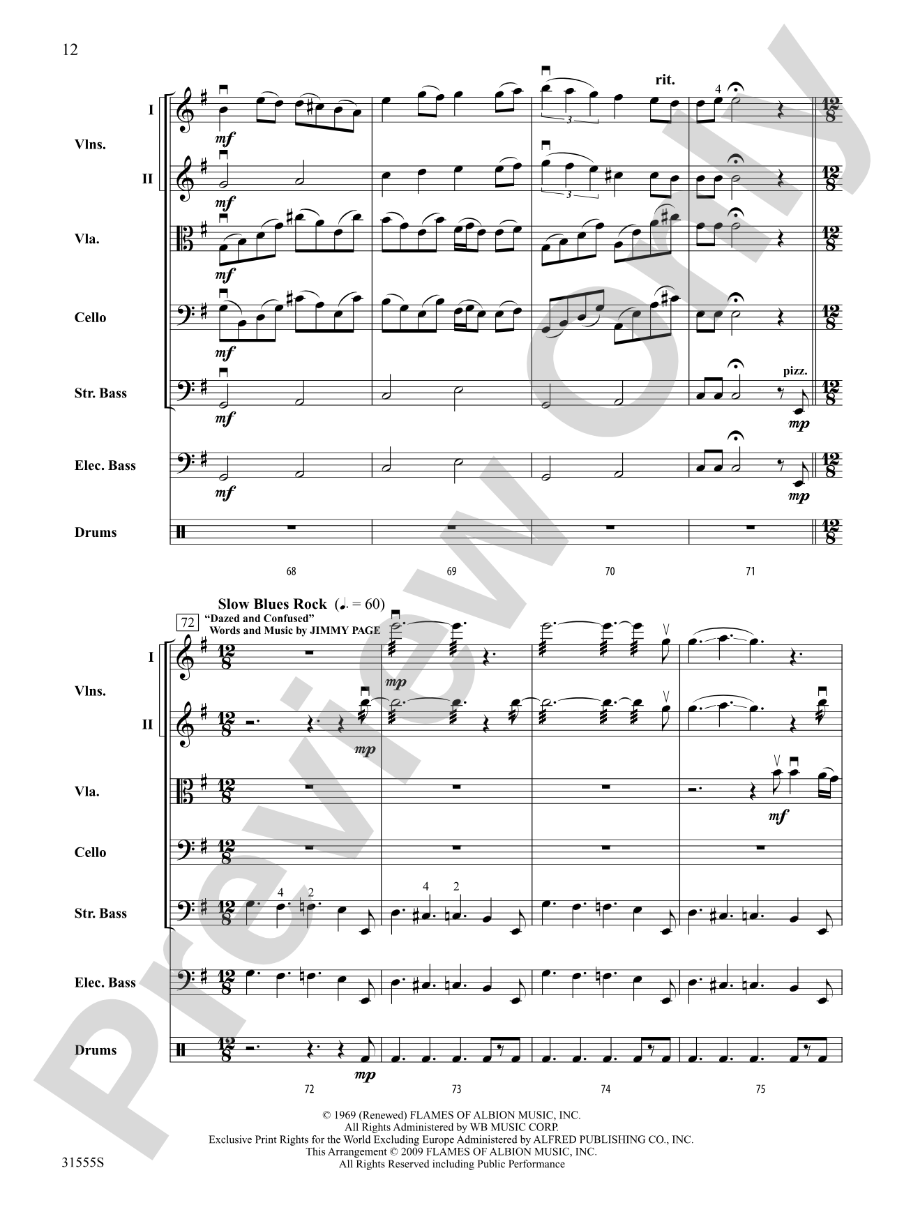 Led Zeppelin Medley: String Orchestra Conductor Score & Parts