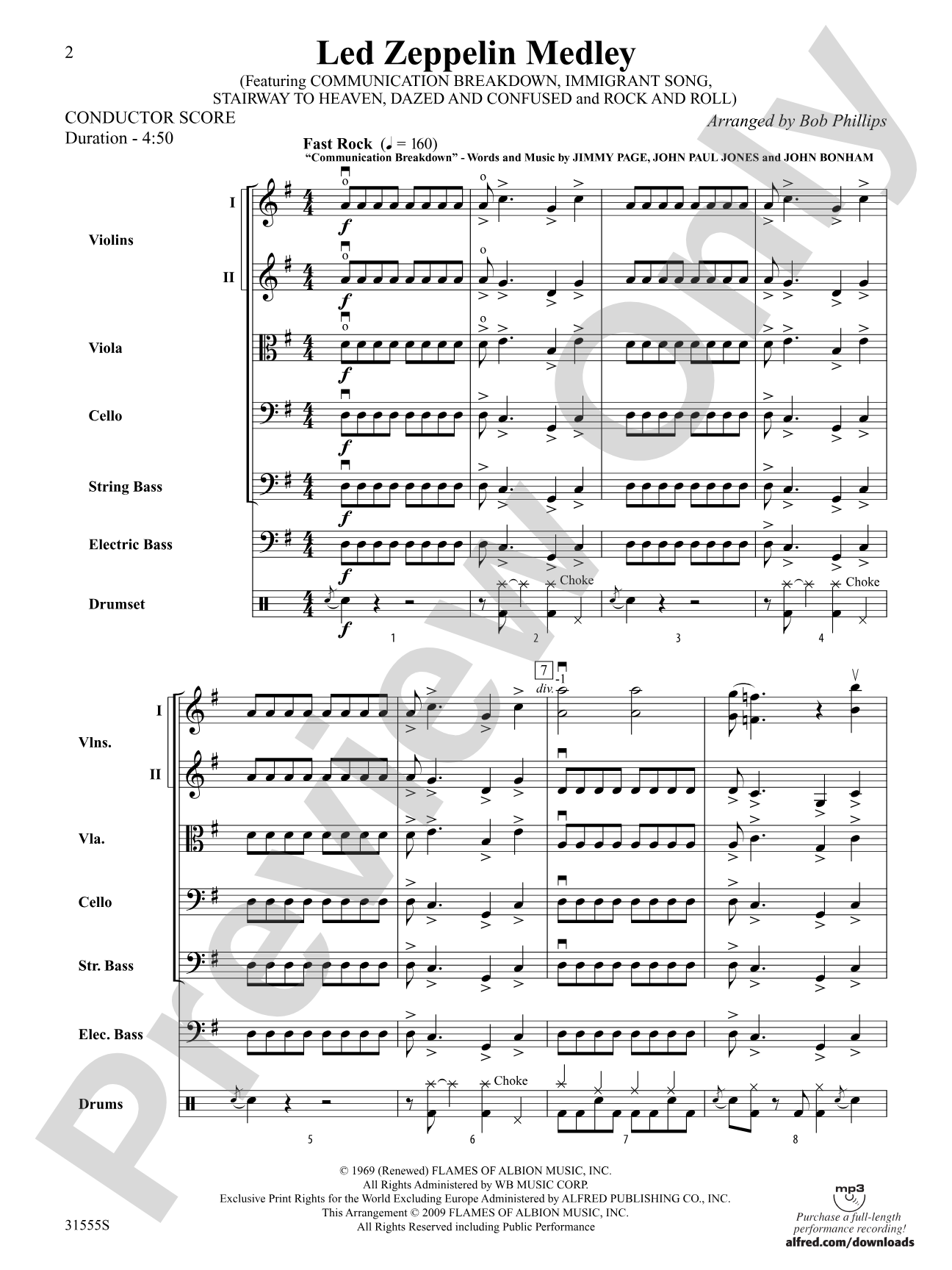 Led Zeppelin Medley: String Orchestra Conductor Score & Parts
