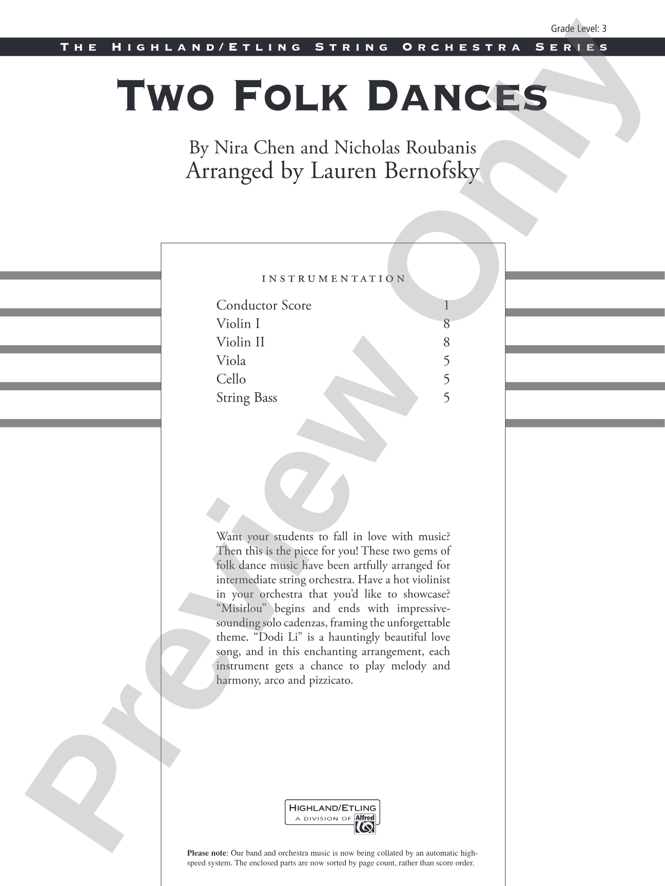 Two Folk Dances: String Orchestra Conductor Score & Parts
