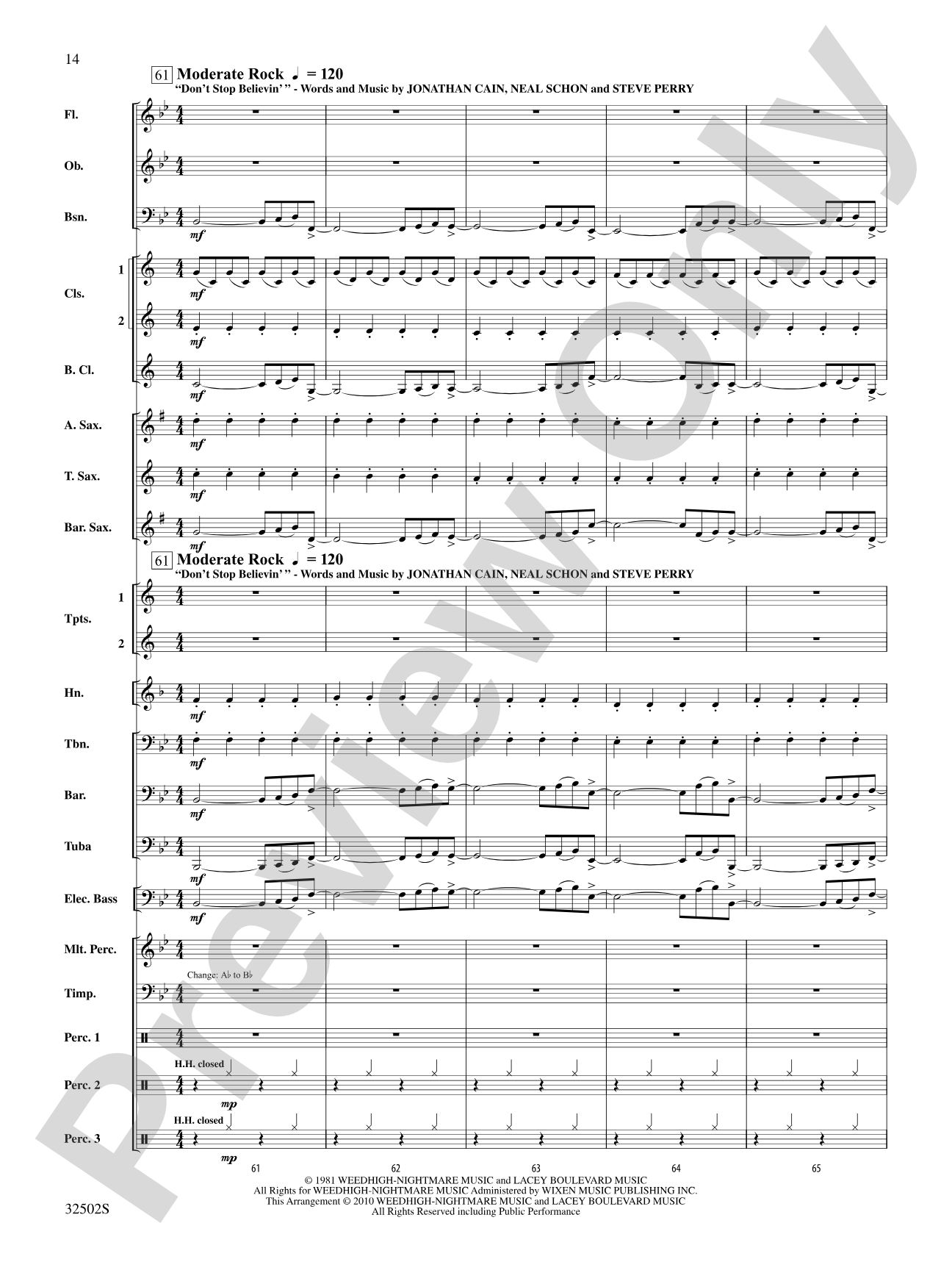 A Tribute to Journey: Concert Band Conductor Score & Parts