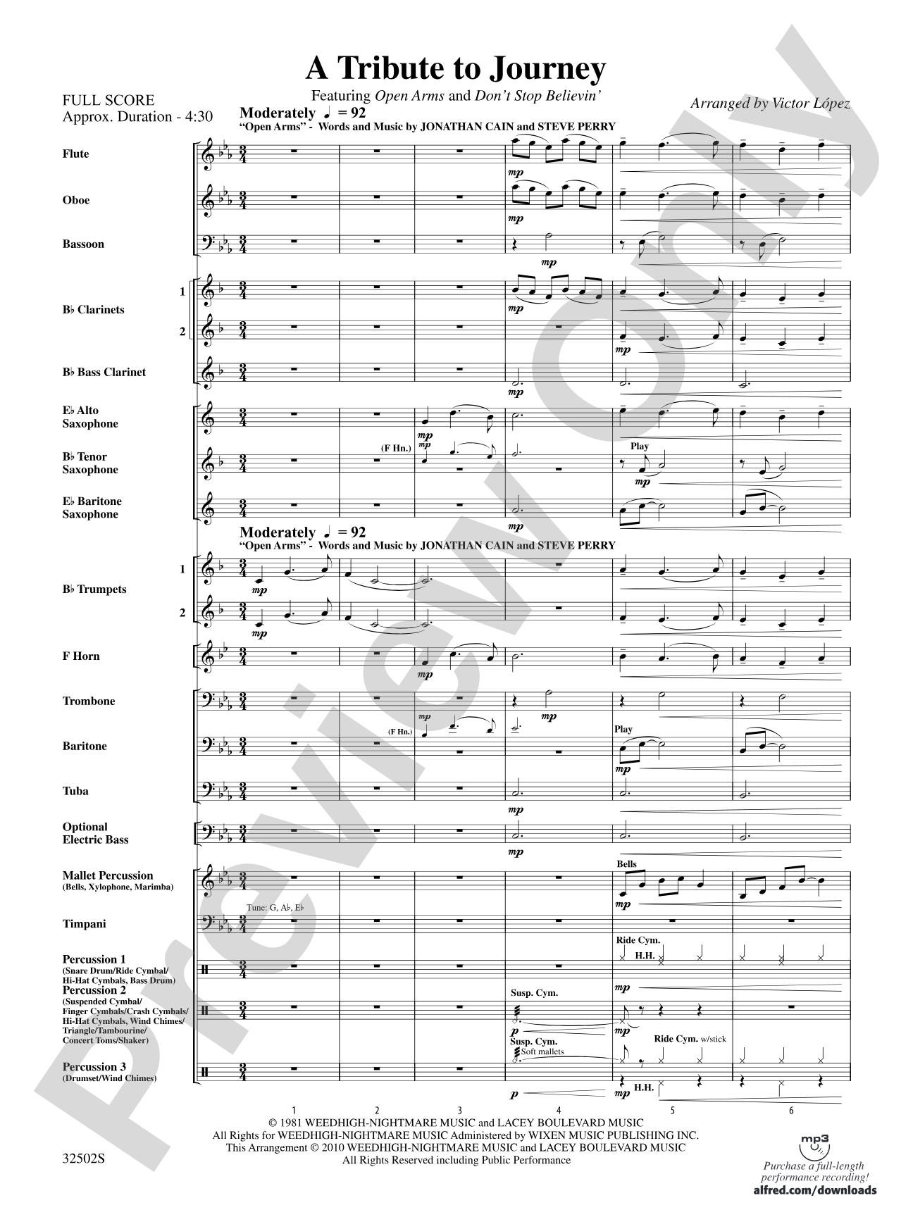 A Tribute to Journey: Concert Band Conductor Score & Parts