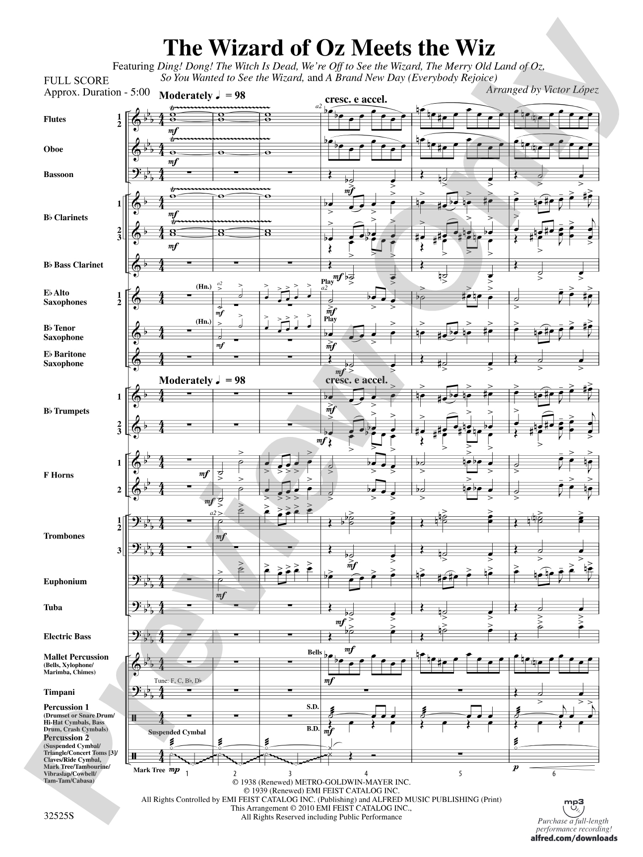 The Wizard of Oz Meets The Wiz: Concert Band Conductor Score & Parts
