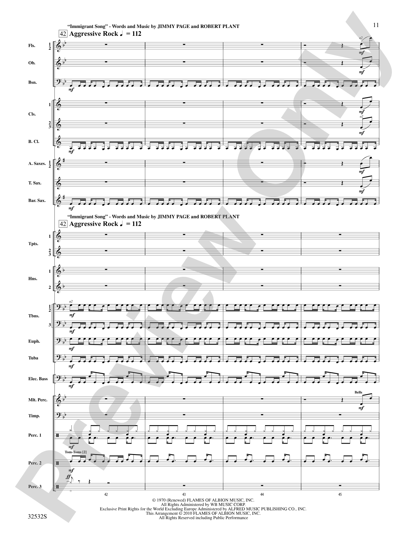 Led Zeppelin on Tour: Concert Band Conductor Score & Parts