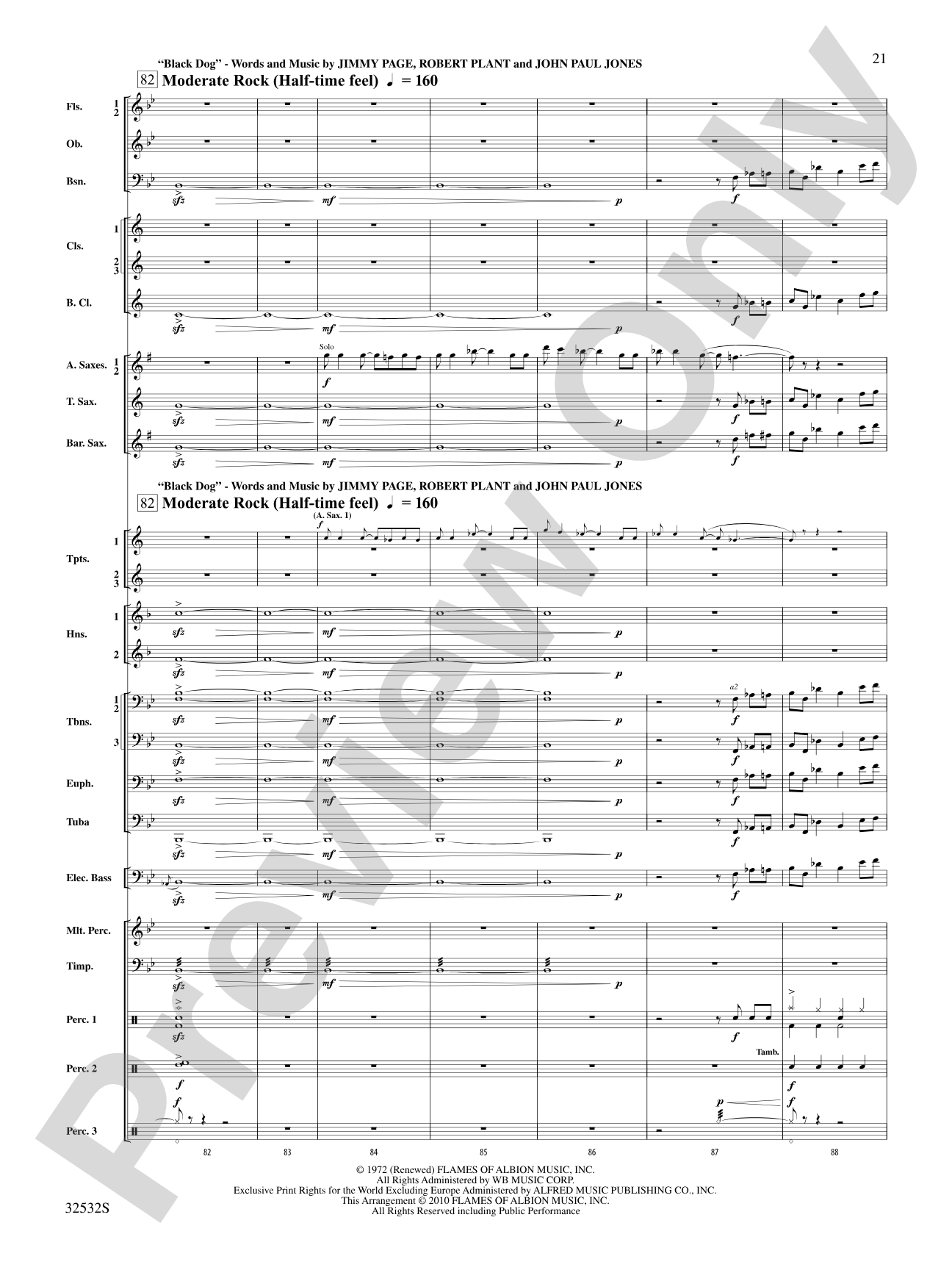 Led Zeppelin on Tour: Concert Band Conductor Score & Parts
