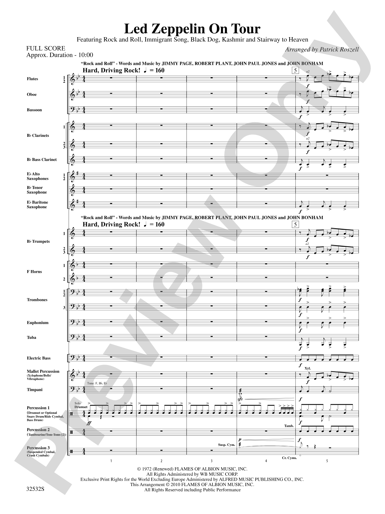 Led Zeppelin on Tour: Concert Band Conductor Score & Parts