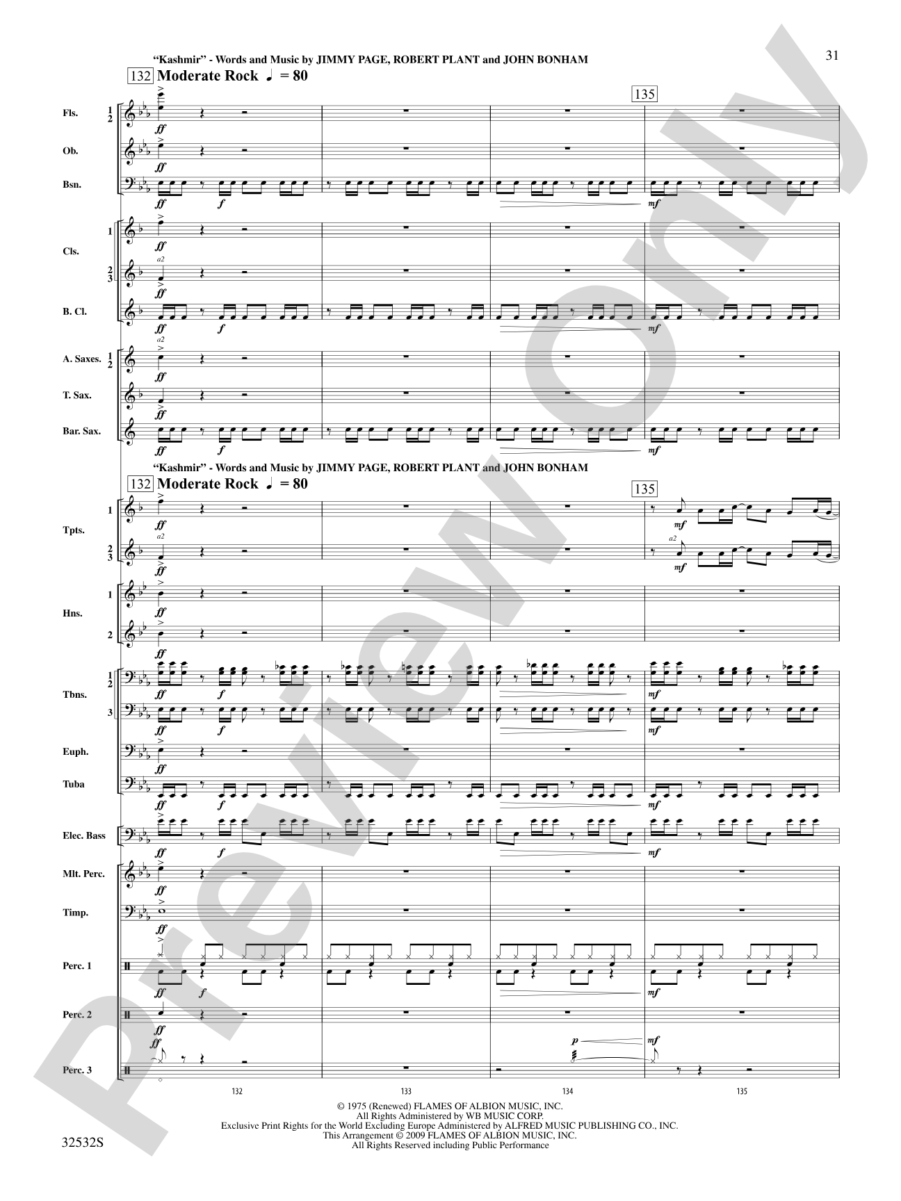 Led Zeppelin on Tour: Concert Band Conductor Score & Parts