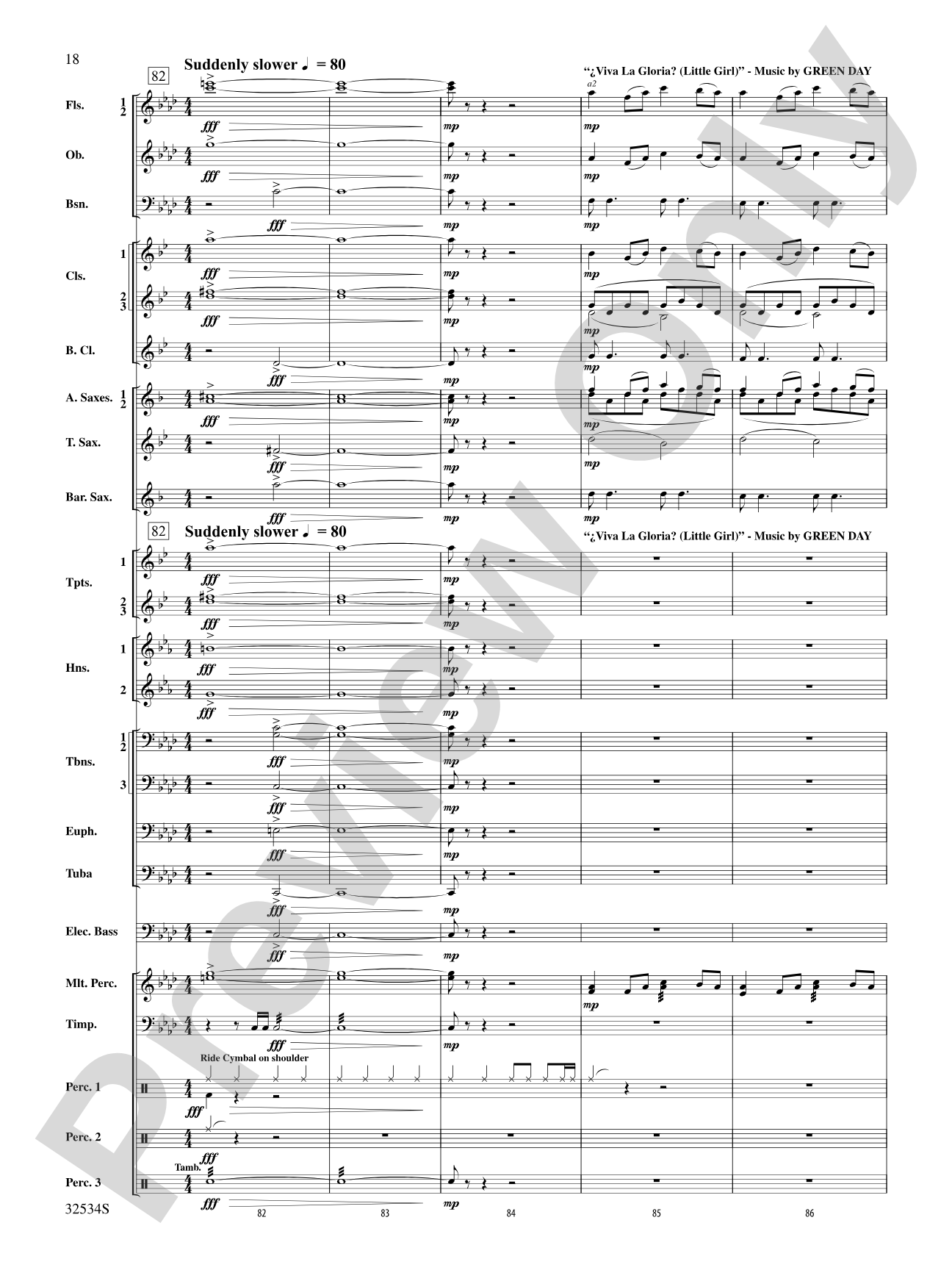 21st Century Breakdown, Suite from Green Day's: Concert Band Conductor Score & Parts