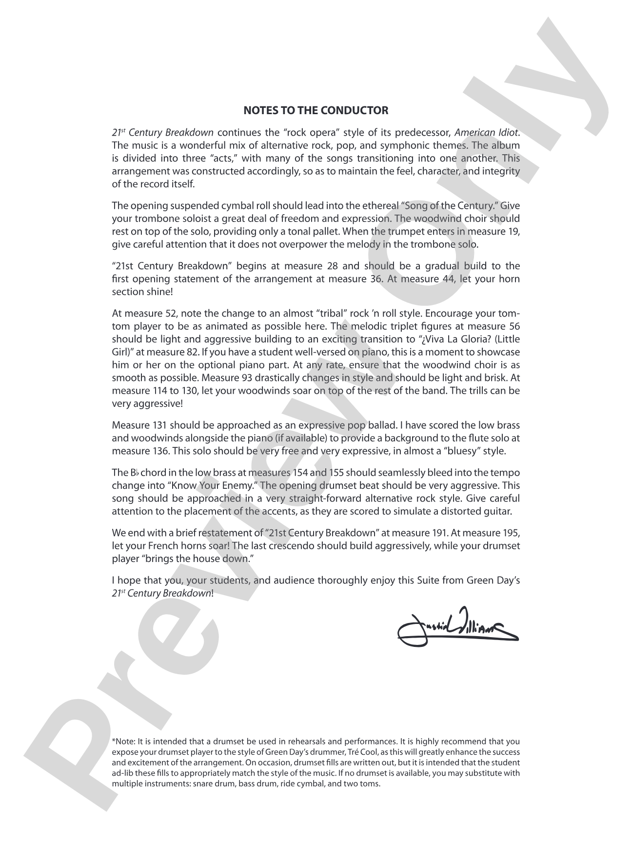 21st Century Breakdown, Suite from Green Day's: Concert Band Conductor Score & Parts