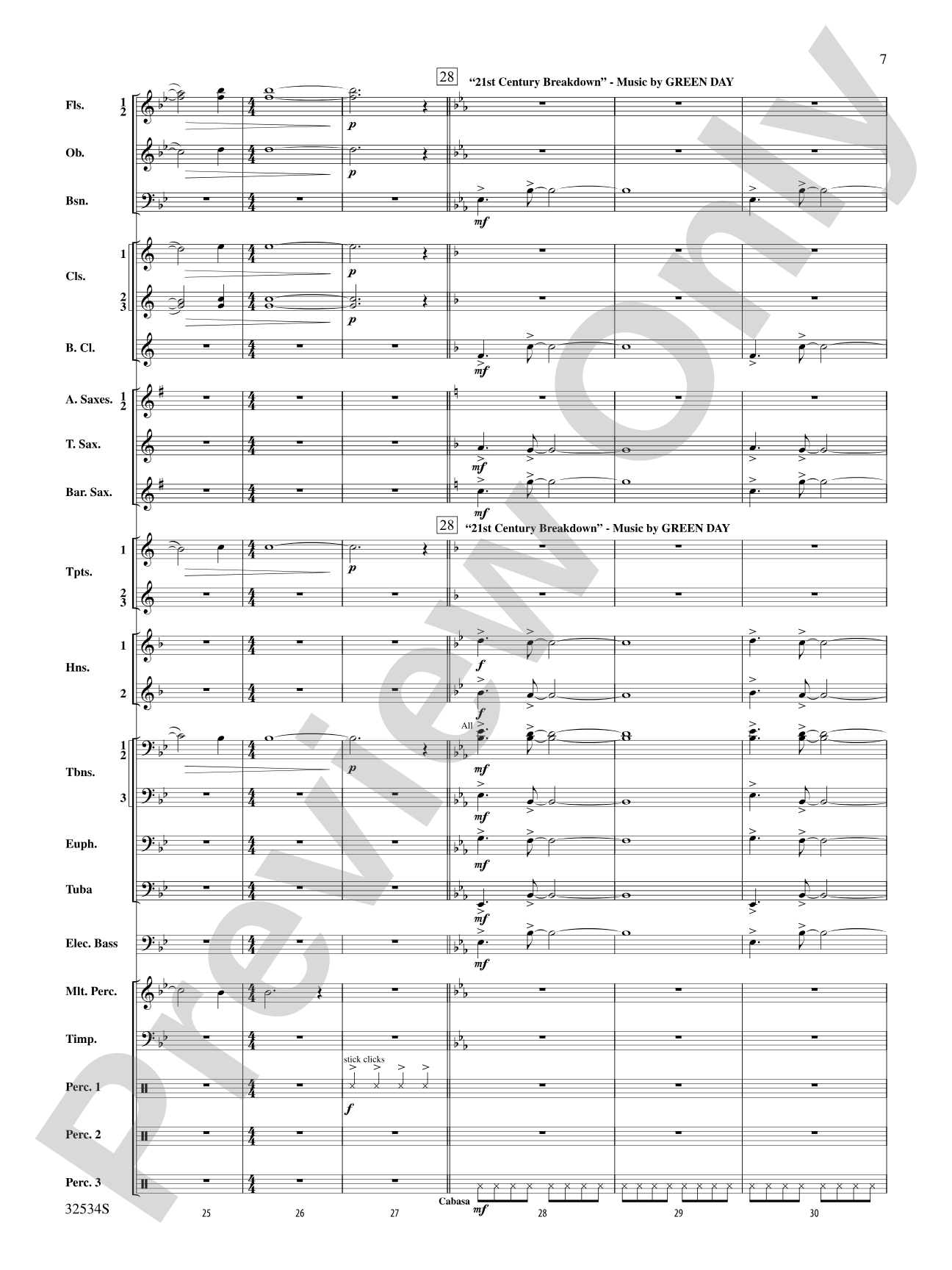 21st Century Breakdown, Suite from Green Day's: Concert Band Conductor Score & Parts