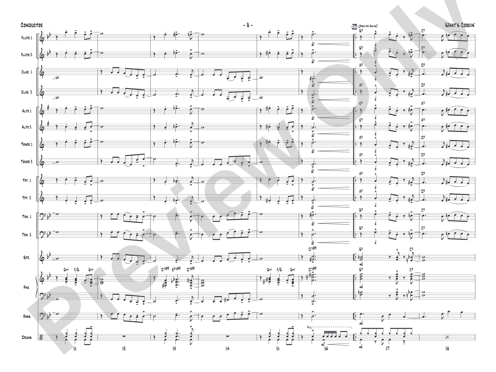 What's Cookin': Jazz Ensemble Conductor Score & Parts