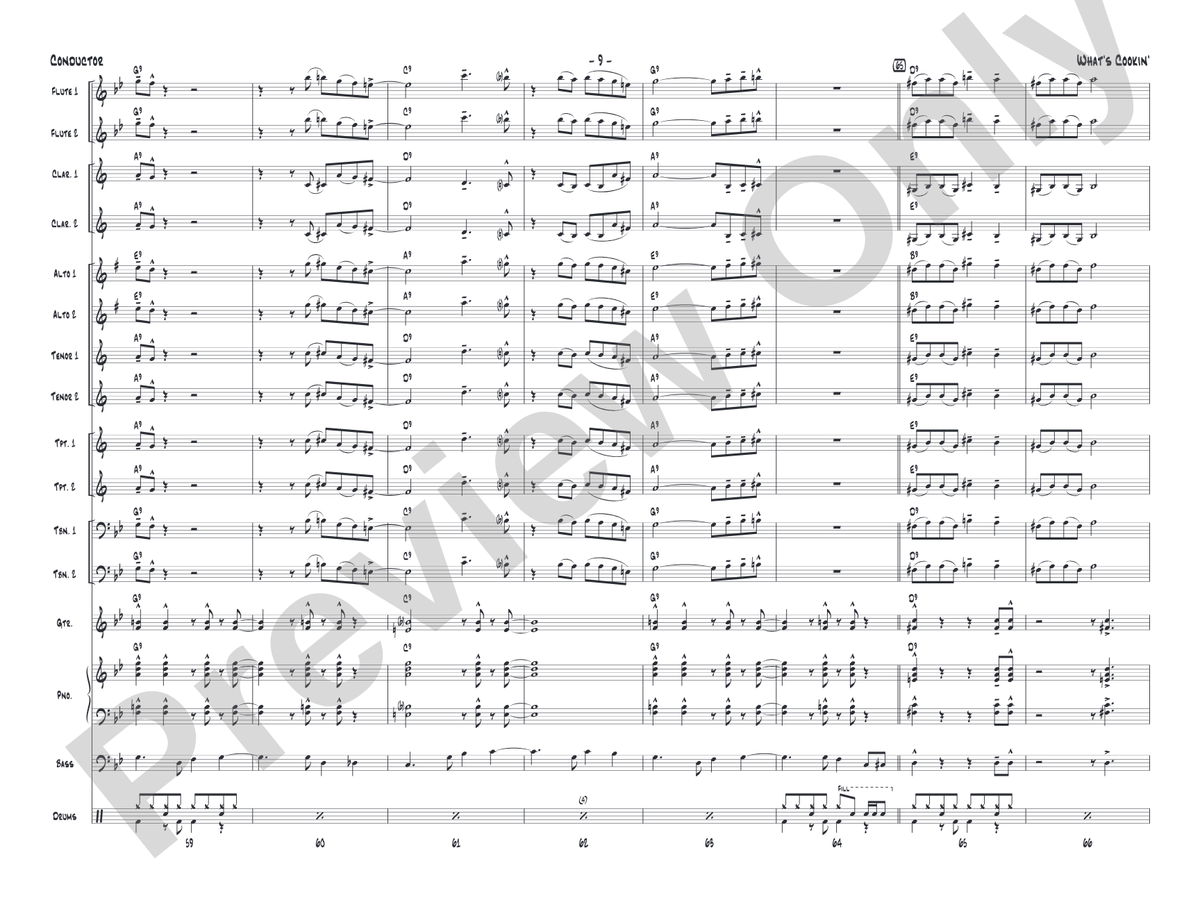 What's Cookin': Jazz Ensemble Conductor Score & Parts