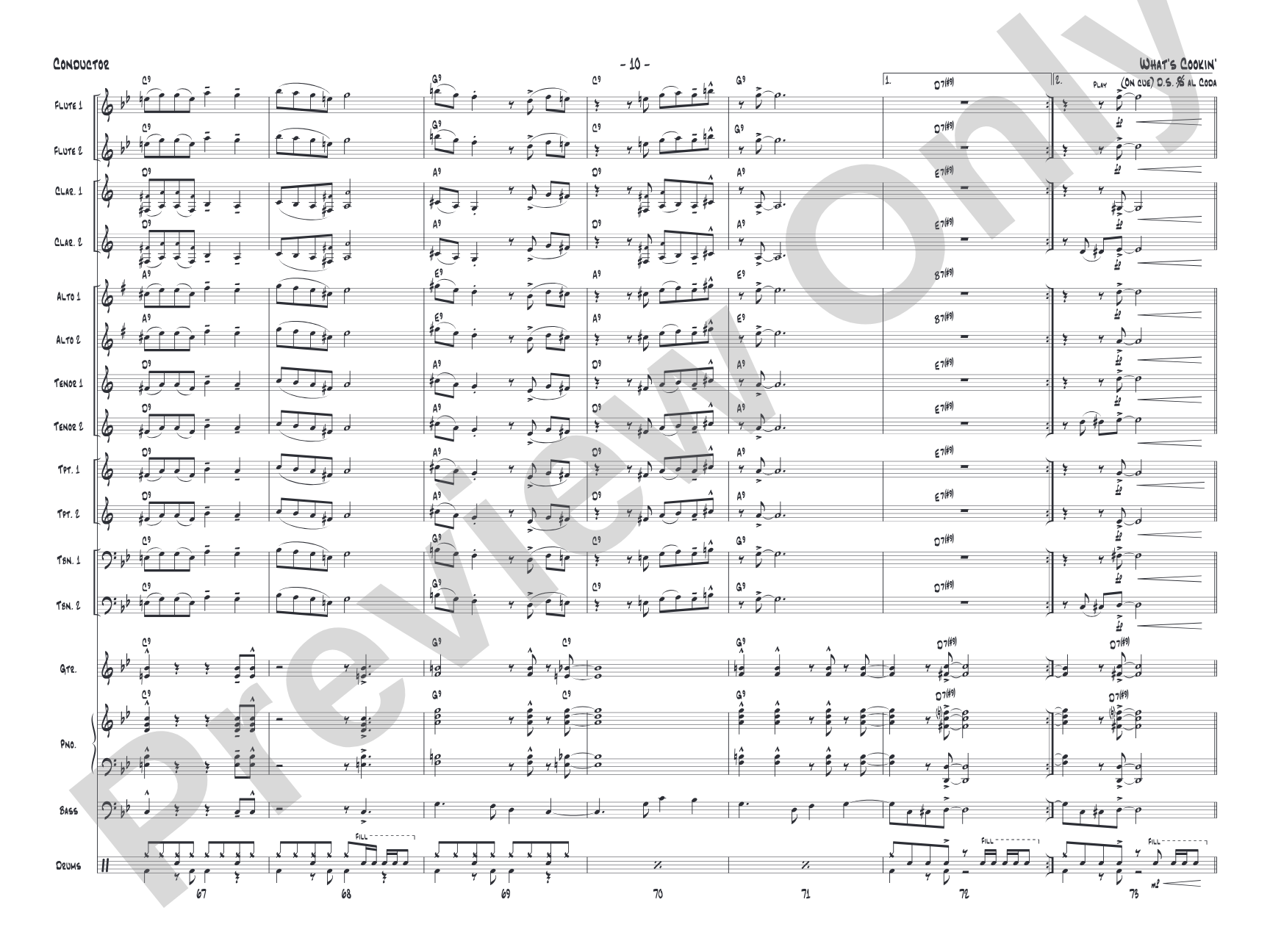 What's Cookin': Jazz Ensemble Conductor Score & Parts