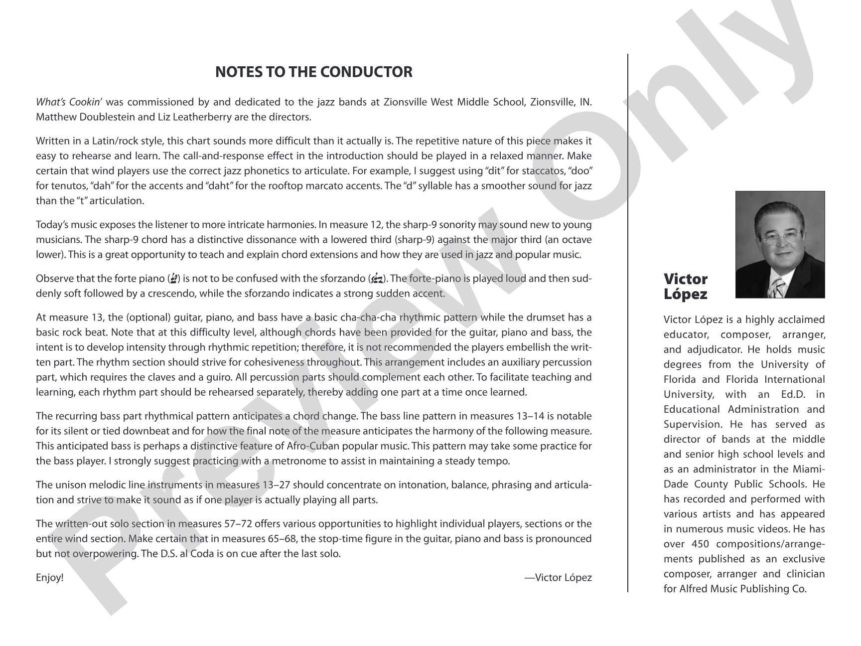 What's Cookin': Jazz Ensemble Conductor Score & Parts