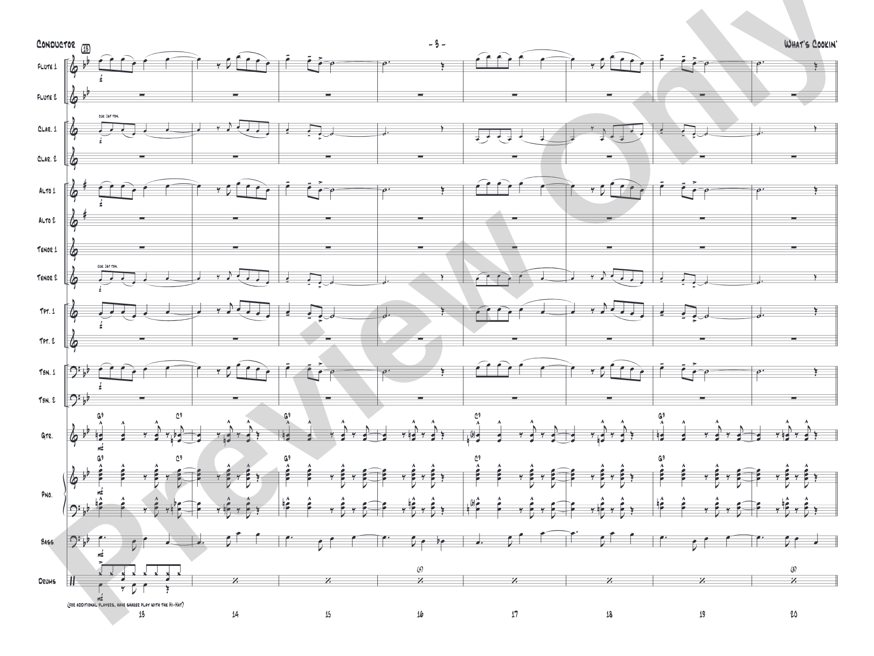 What's Cookin': Jazz Ensemble Conductor Score & Parts