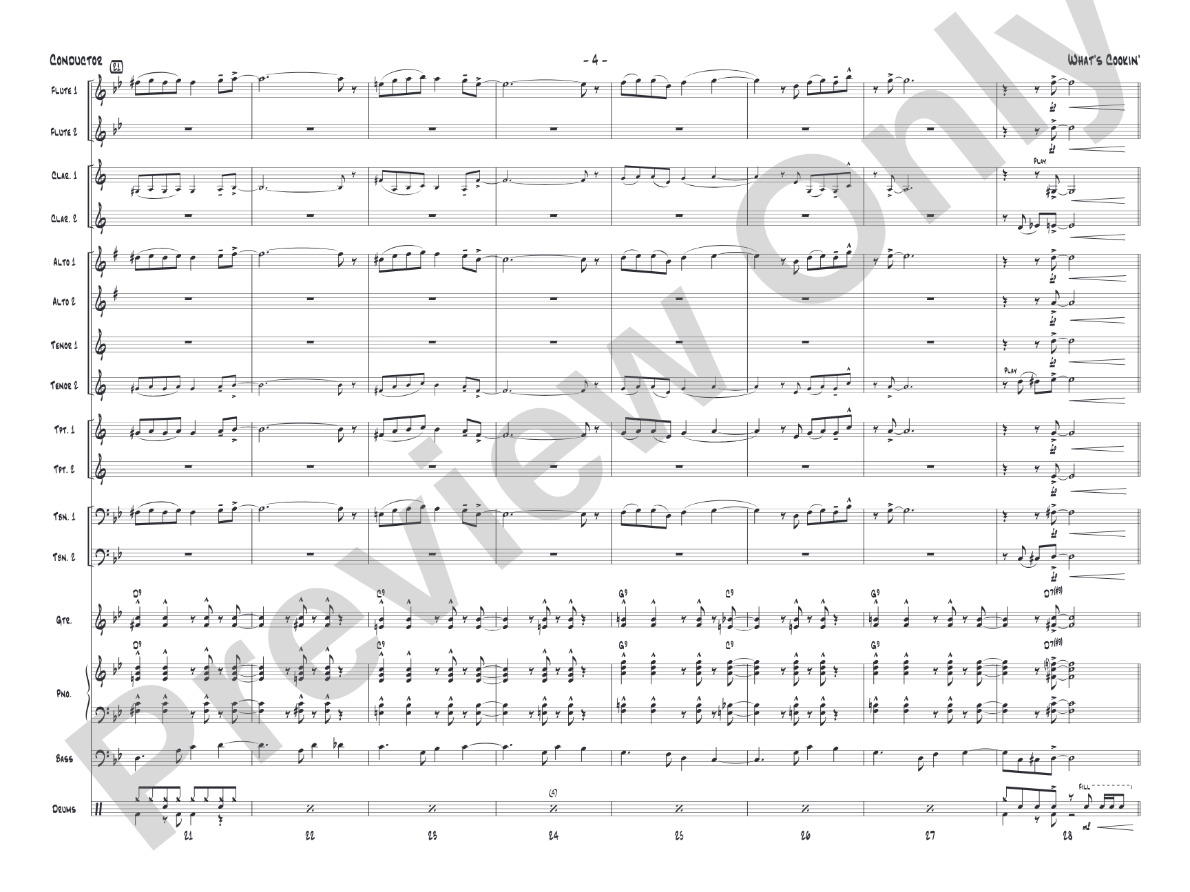 What's Cookin': Jazz Ensemble Conductor Score & Parts