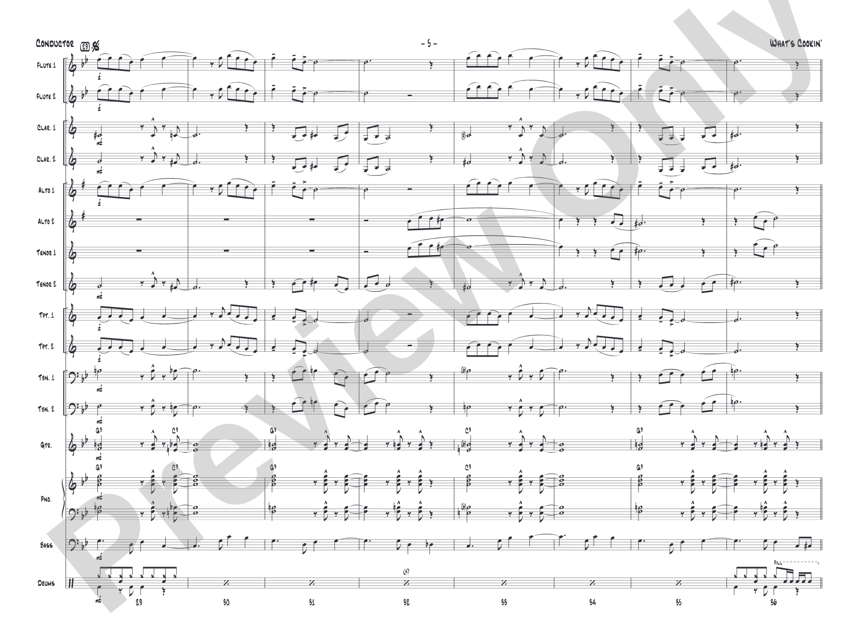 What's Cookin': Jazz Ensemble Conductor Score & Parts