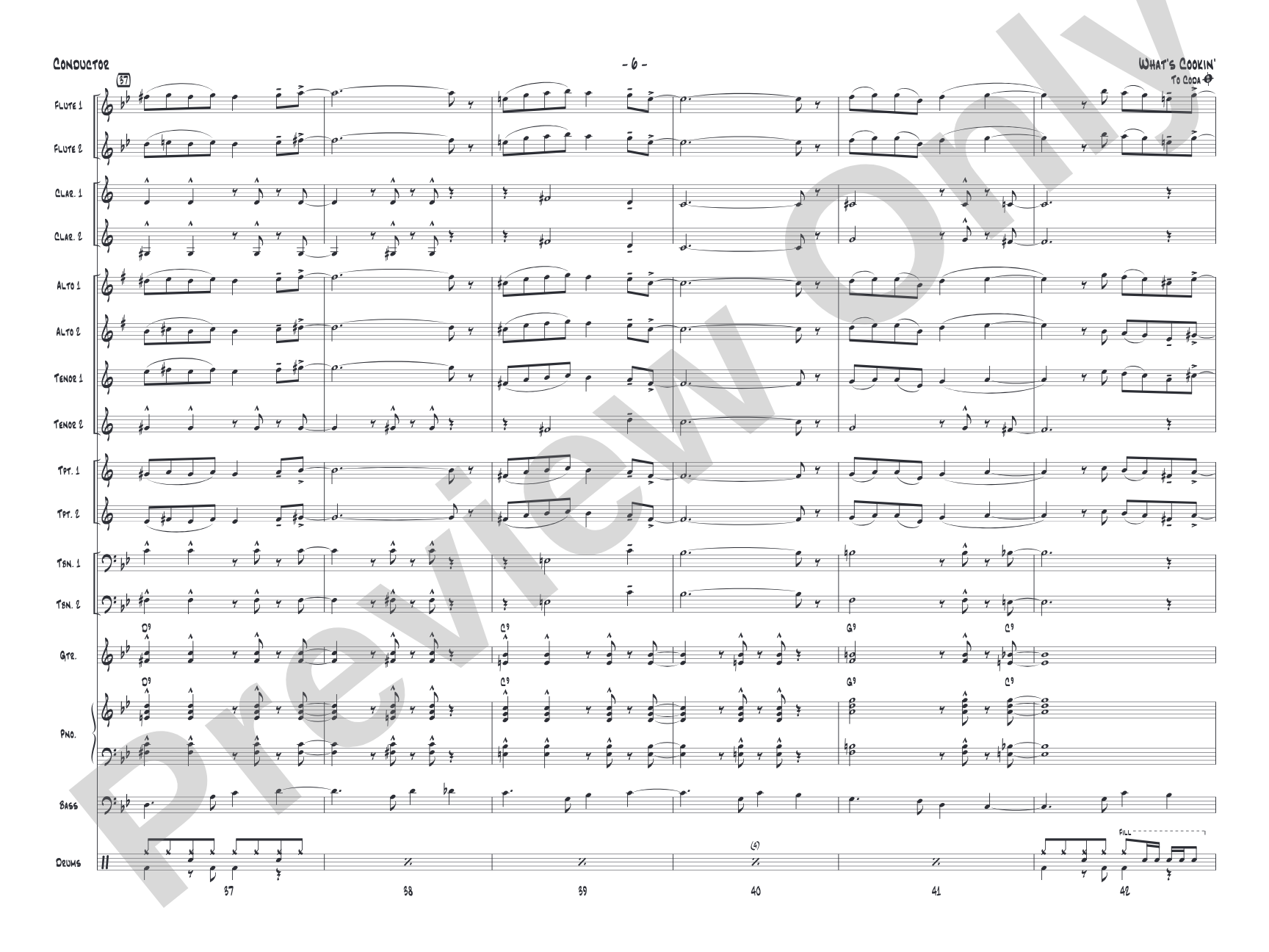 What's Cookin': Jazz Ensemble Conductor Score & Parts