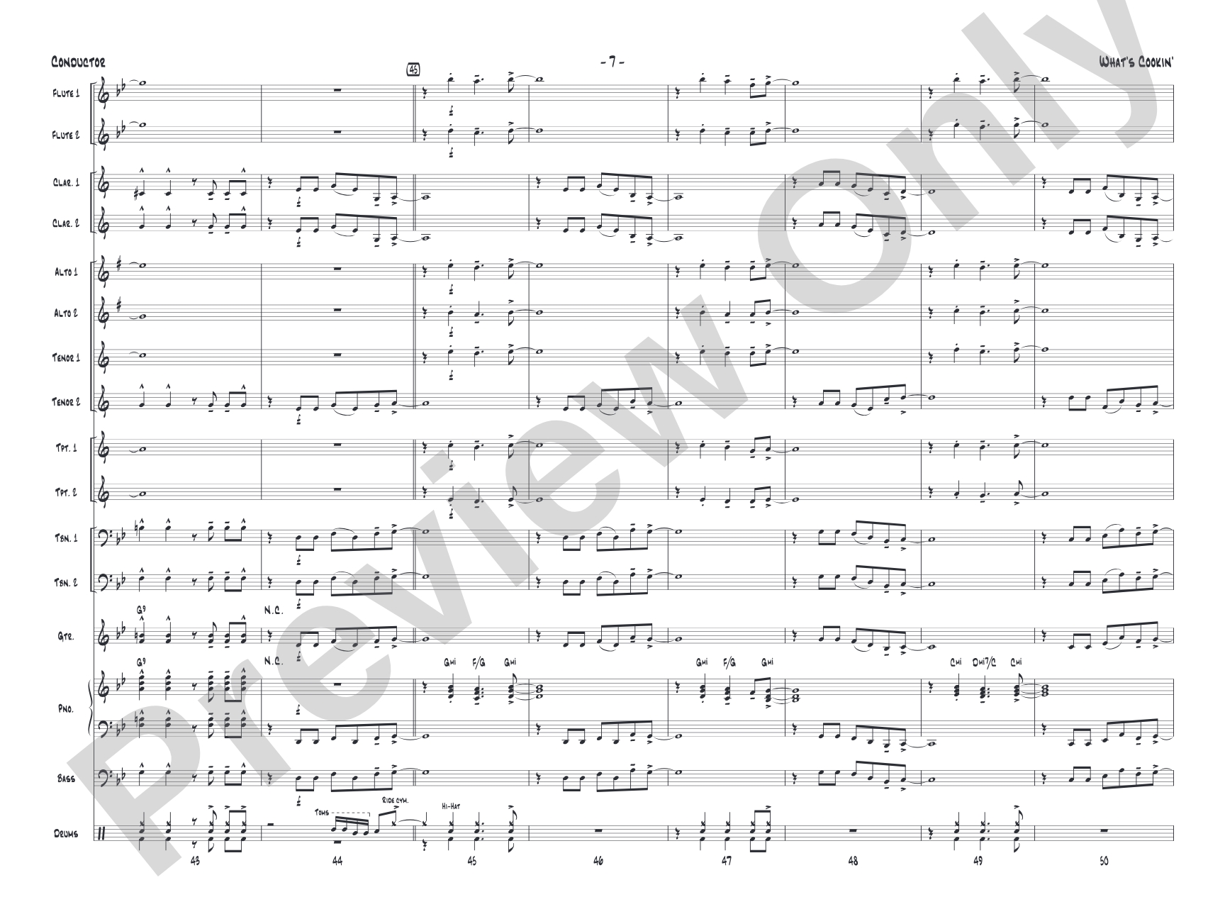 What's Cookin': Jazz Ensemble Conductor Score & Parts