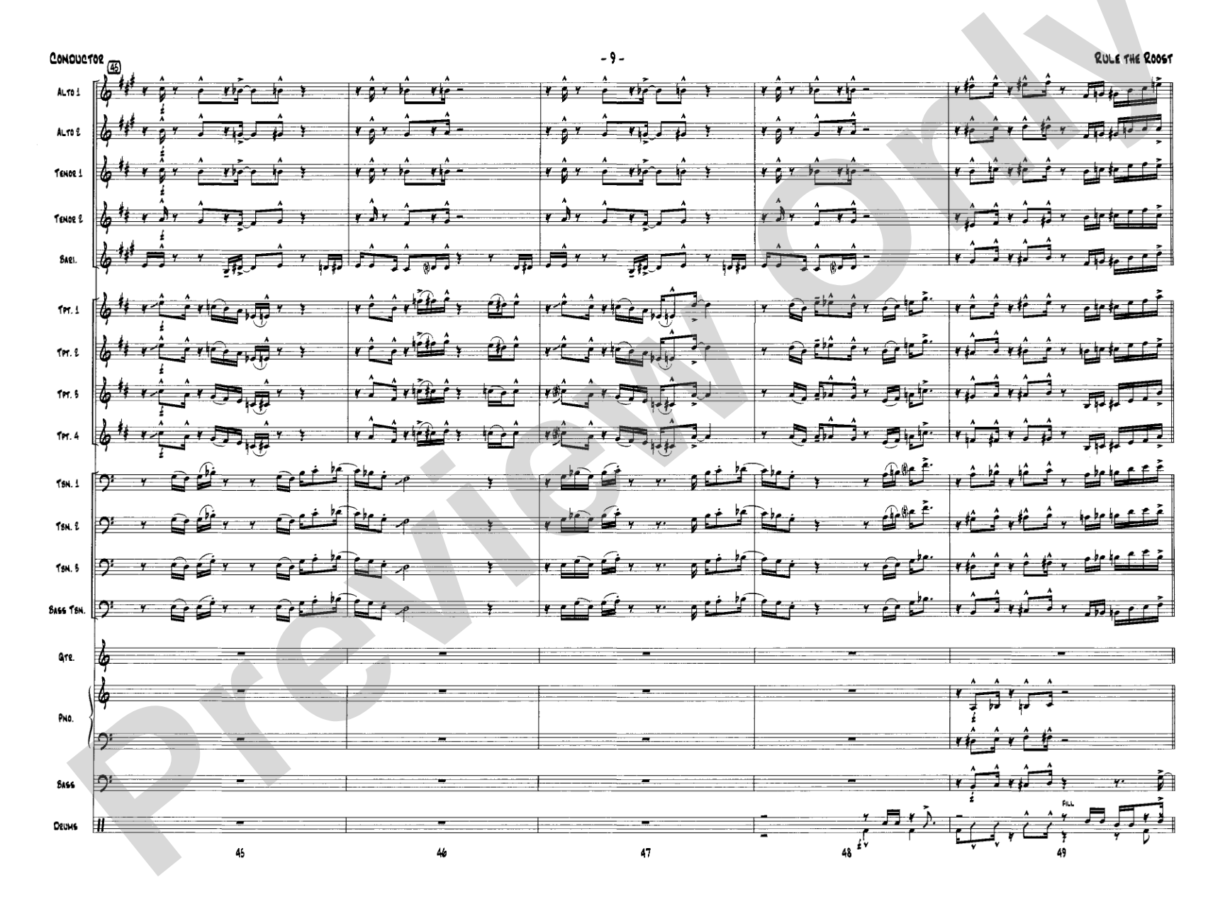 Rule the Roost: Jazz Ensemble Conductor Score & Parts