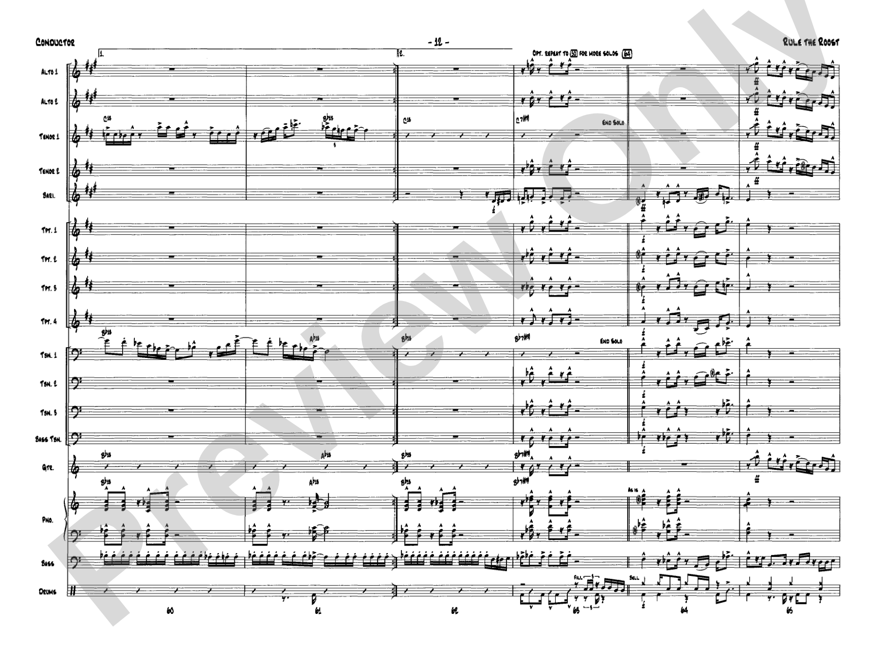 Rule the Roost: Jazz Ensemble Conductor Score & Parts