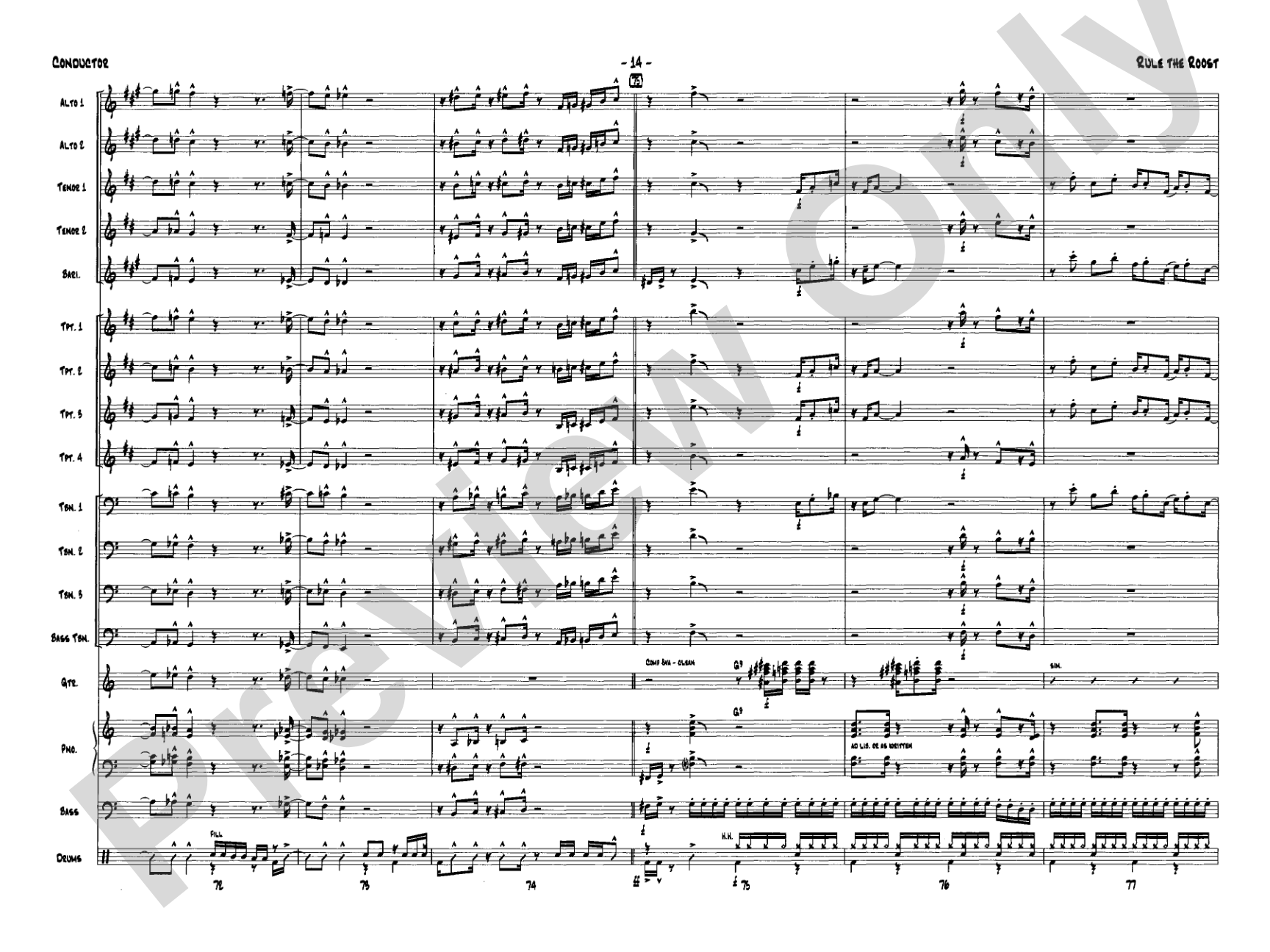Rule the Roost: Jazz Ensemble Conductor Score & Parts