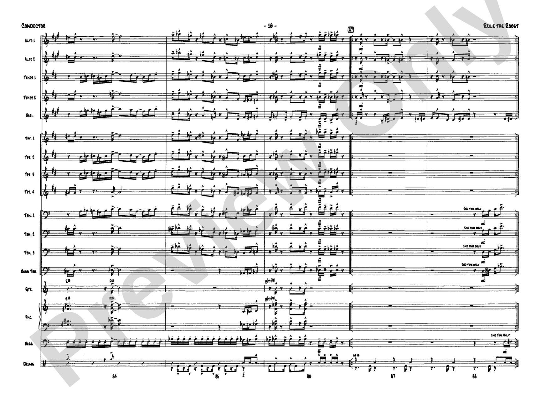 Rule the Roost: Jazz Ensemble Conductor Score & Parts