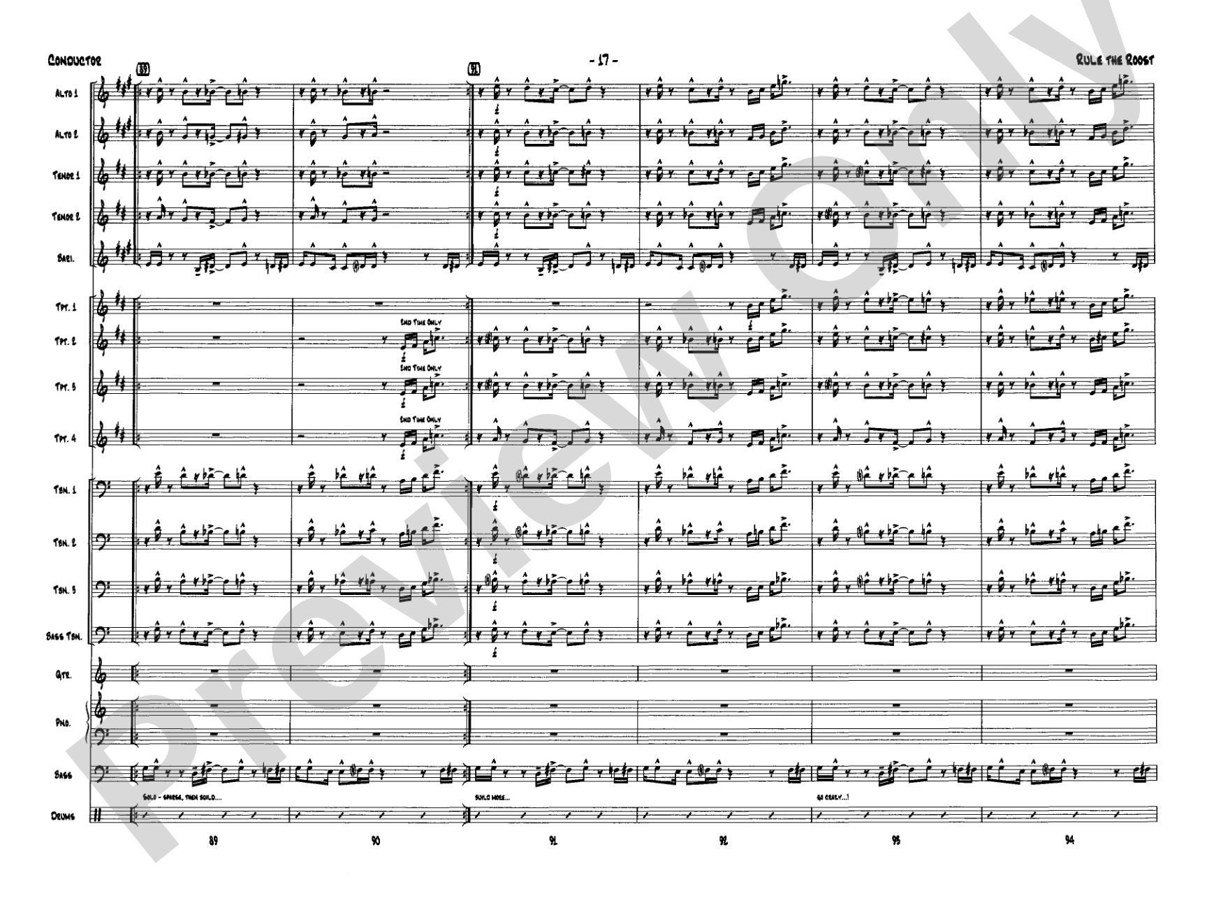 Rule the Roost: Jazz Ensemble Conductor Score & Parts