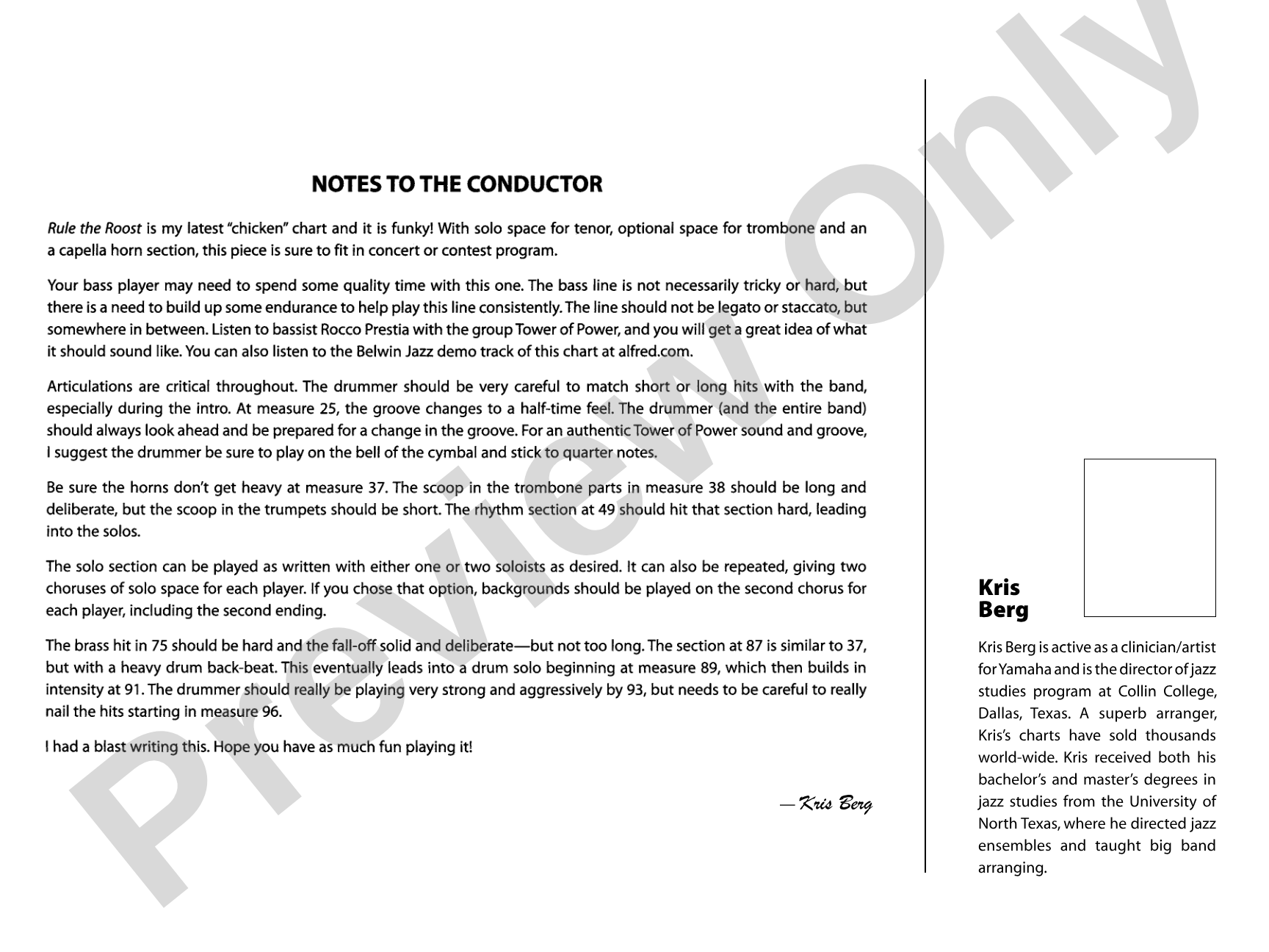 Rule the Roost: Jazz Ensemble Conductor Score & Parts