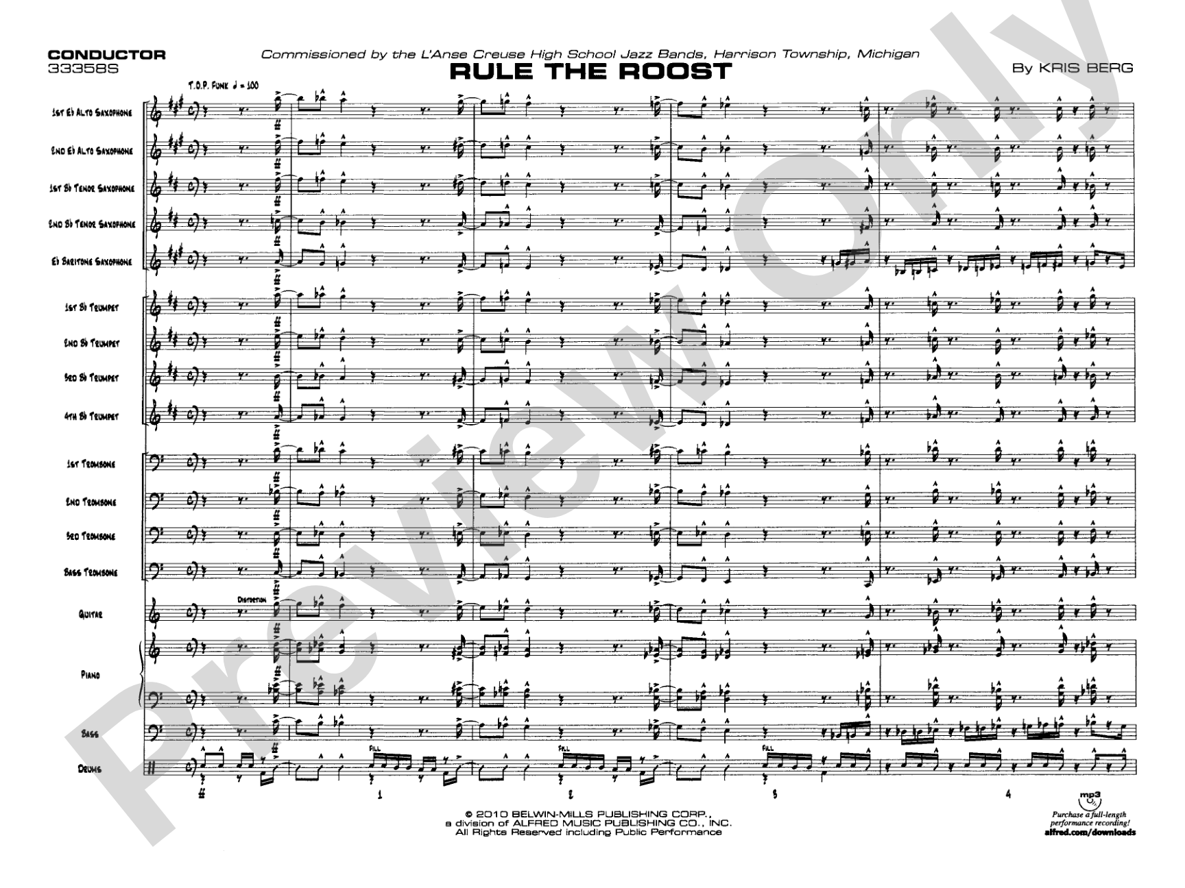 Rule the Roost: Jazz Ensemble Conductor Score & Parts