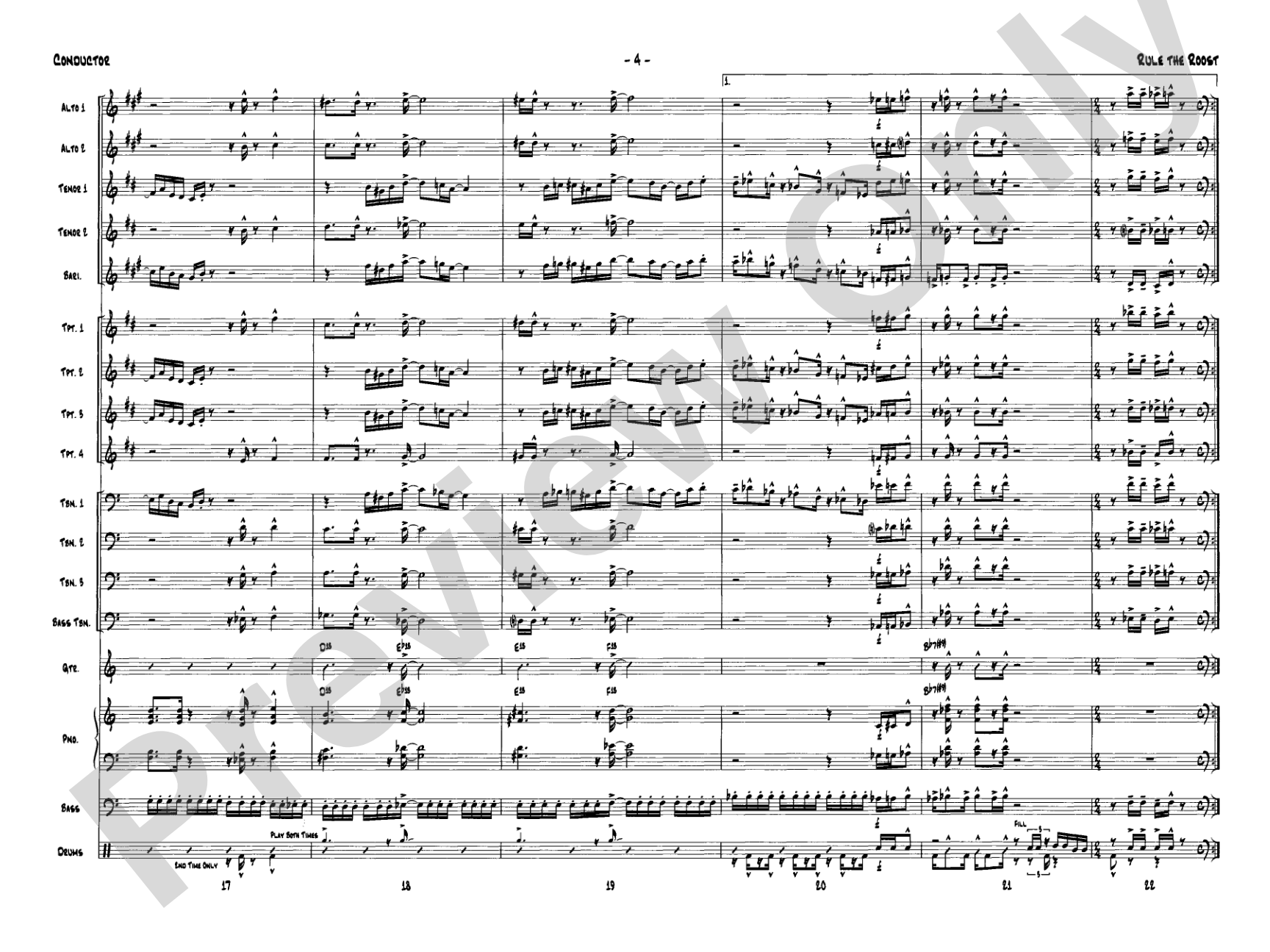 Rule the Roost: Jazz Ensemble Conductor Score & Parts