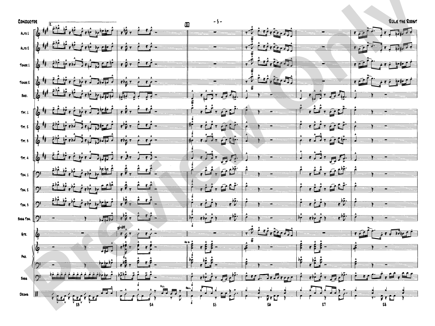 Rule the Roost: Jazz Ensemble Conductor Score & Parts