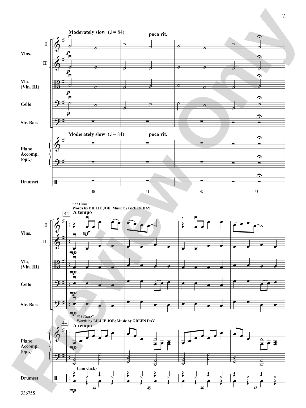21st Century Breakdown, Selections from: String Orchestra Conductor Score & Parts