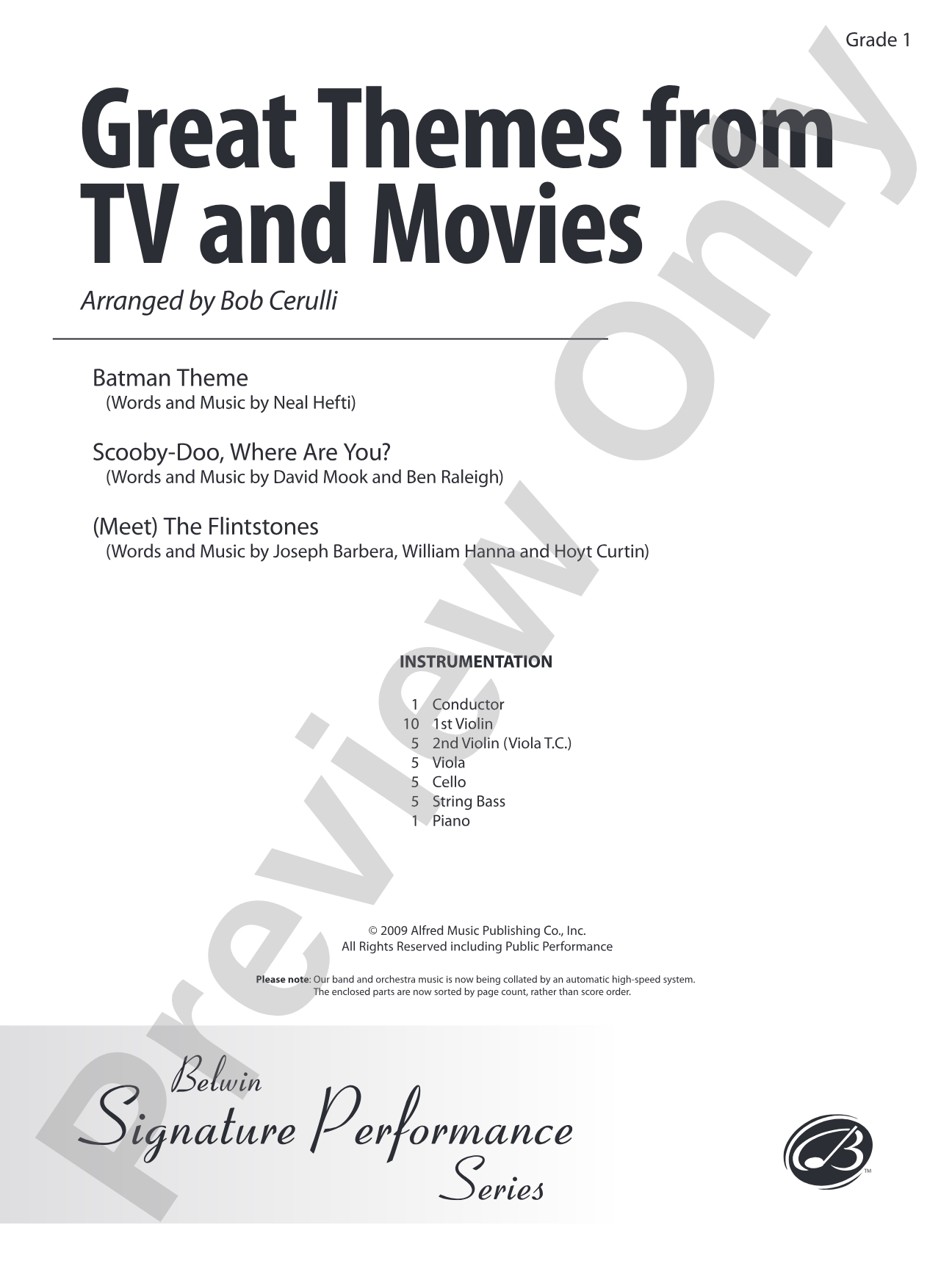 Great Themes from TV and Movies: String Orchestra Conductor Score & Parts