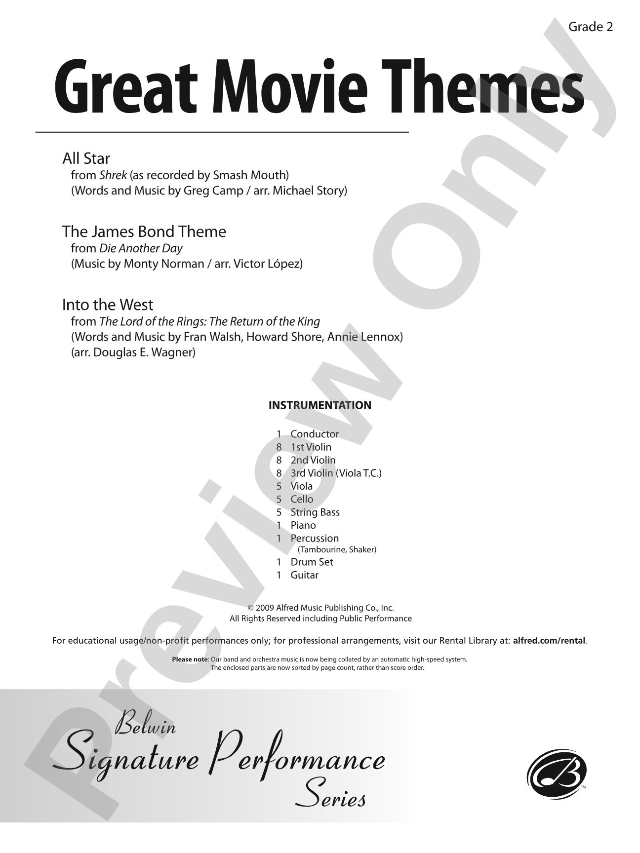 Great Movie Themes: String Orchestra Conductor Score & Parts