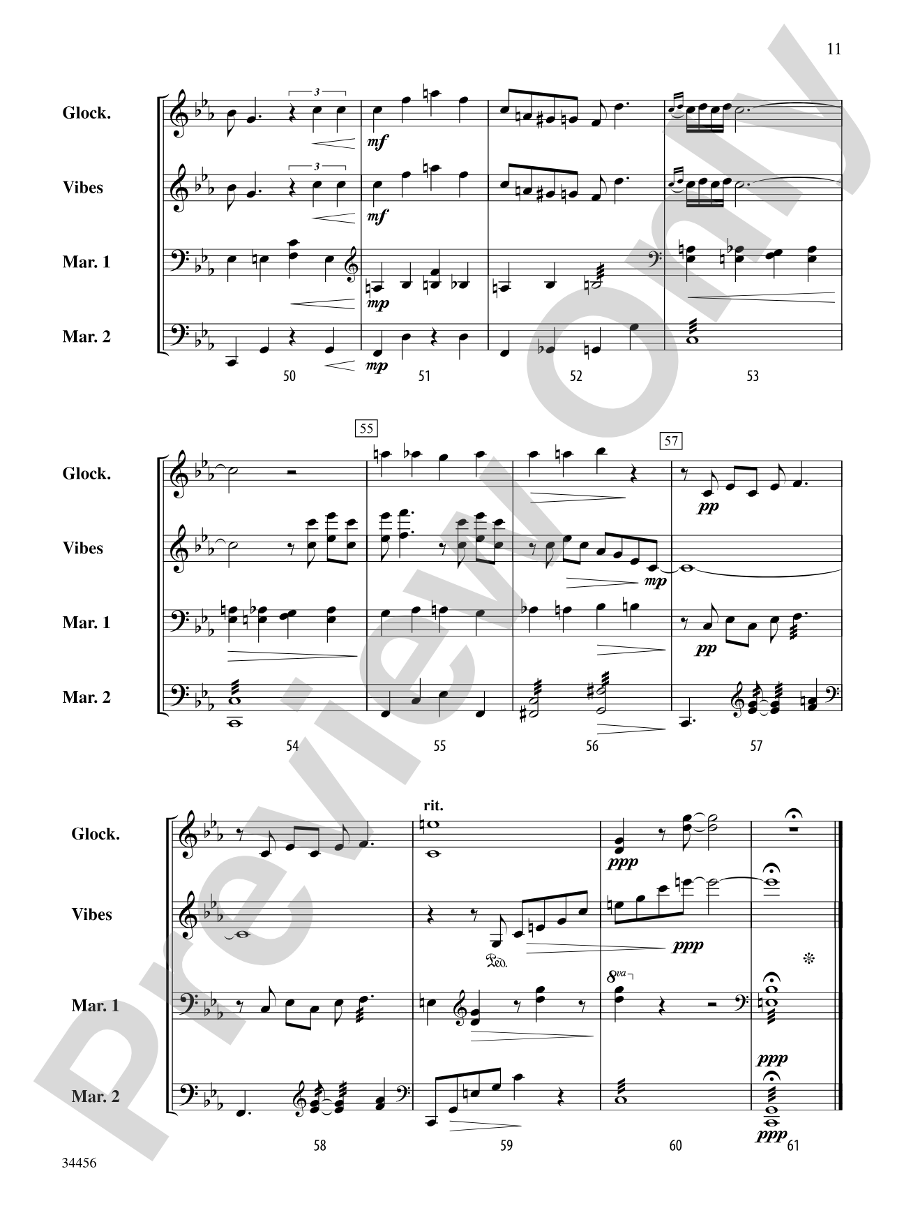 Gershwin Preludes (I-III) for Mallet Ensemble: Score