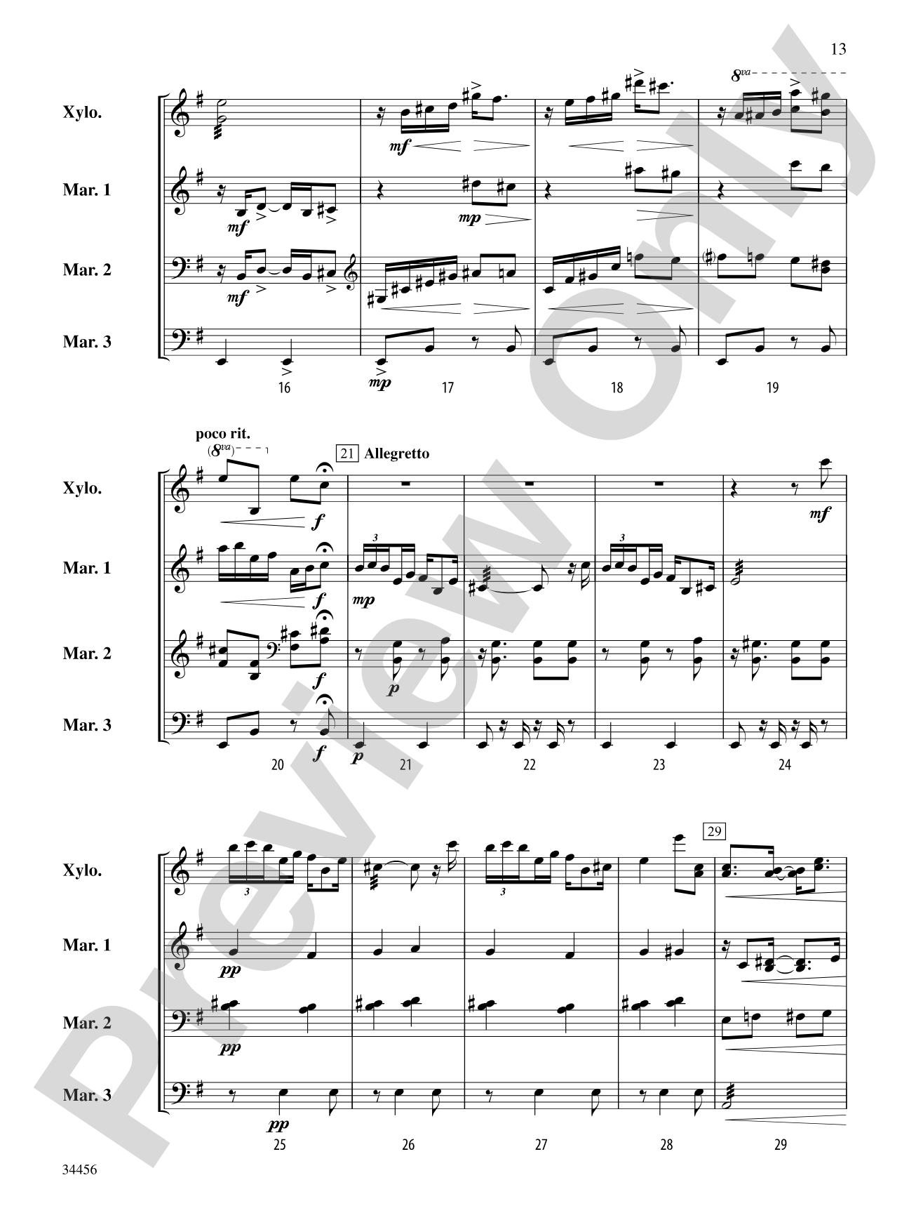 Gershwin Preludes (I-III) for Mallet Ensemble: Score