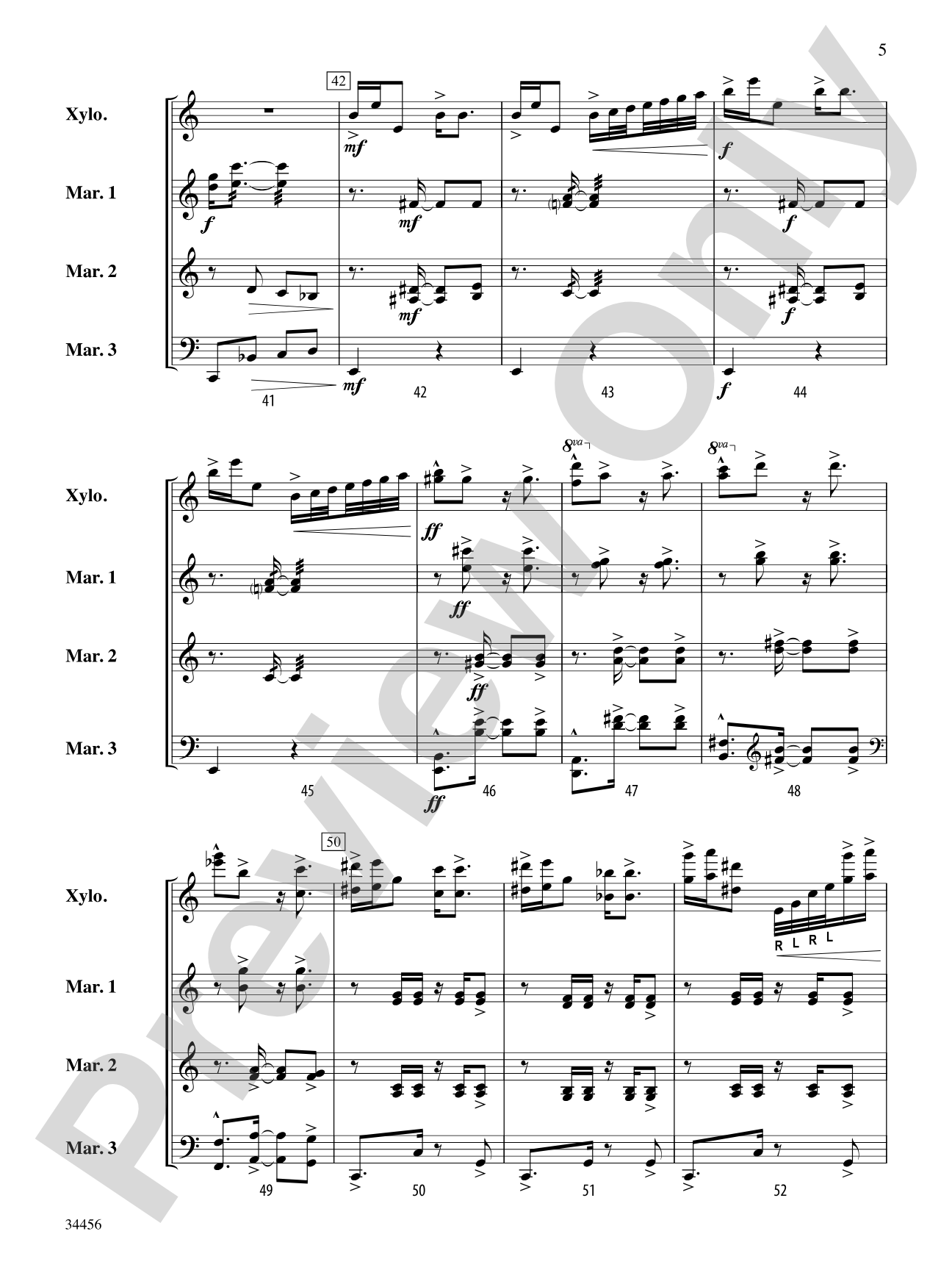 Gershwin Preludes (I-III) for Mallet Ensemble: Score