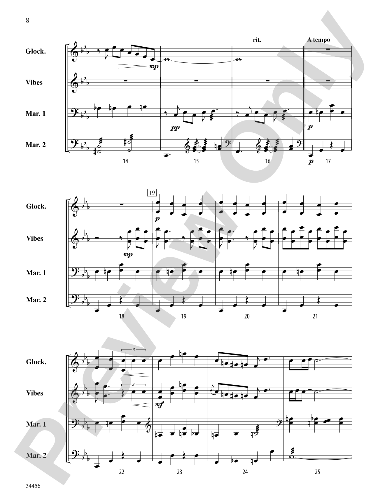 Gershwin Preludes (I-III) for Mallet Ensemble: Score