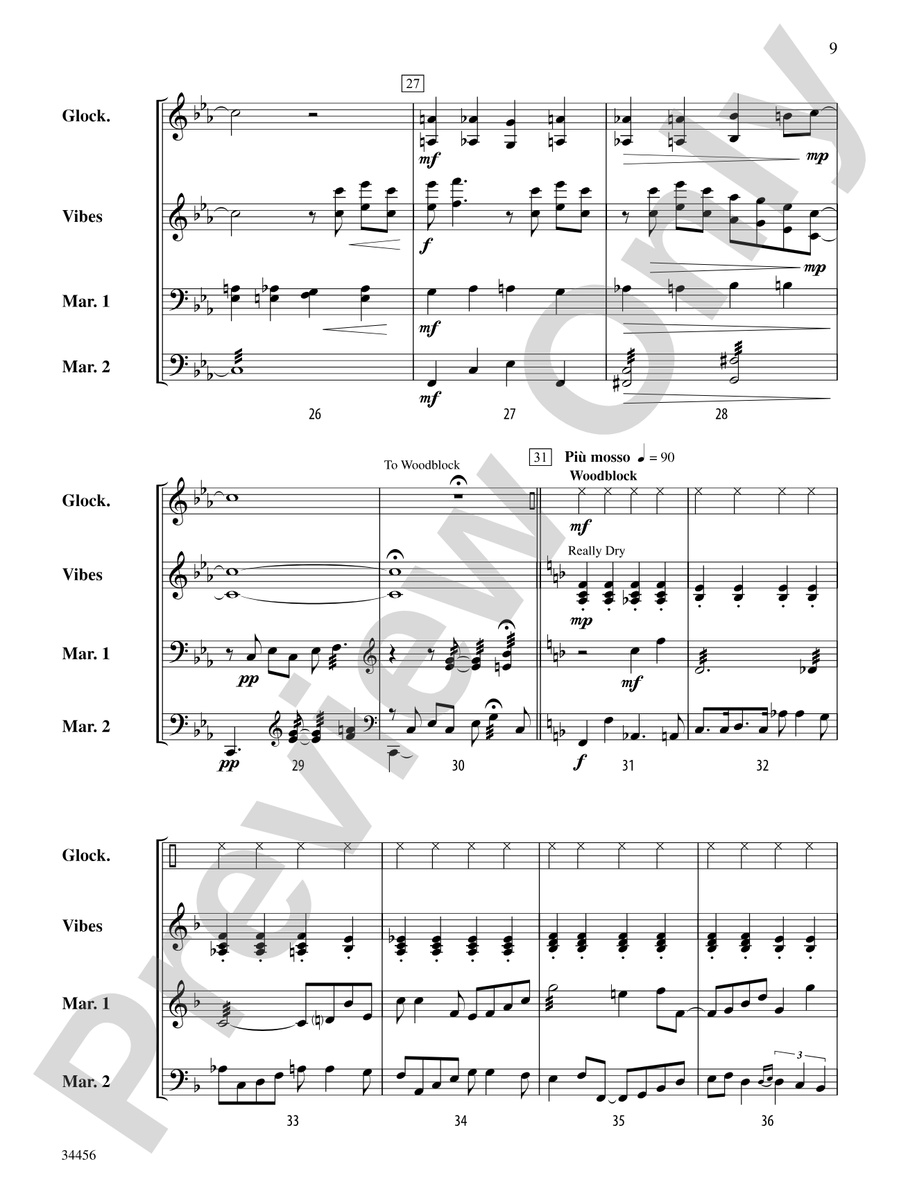 Gershwin Preludes (I-III) for Mallet Ensemble: Score