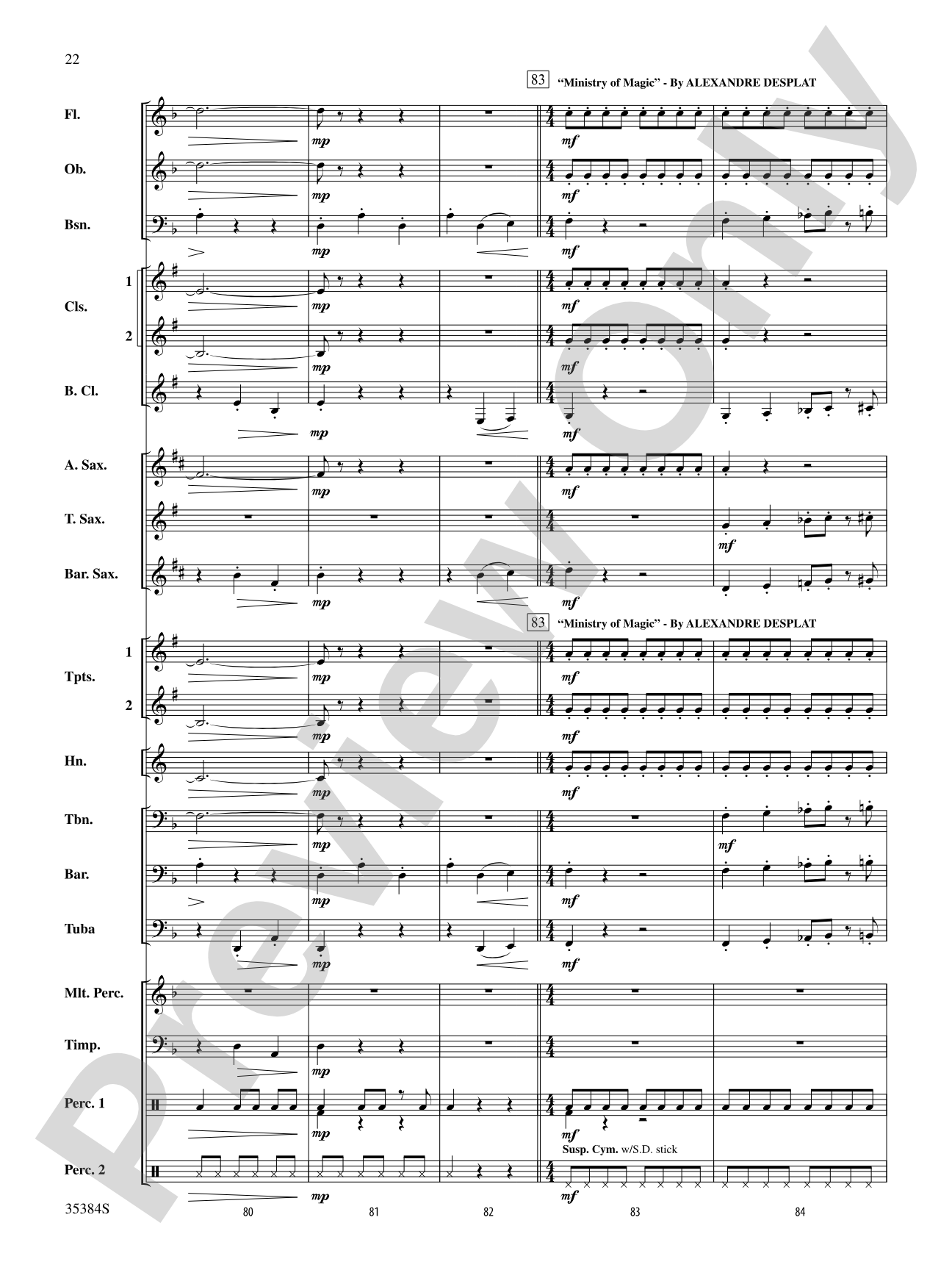 Harry Potter and the Deathly Hallows, Part 1, Selections from: Concert Band Conductor Score & Parts