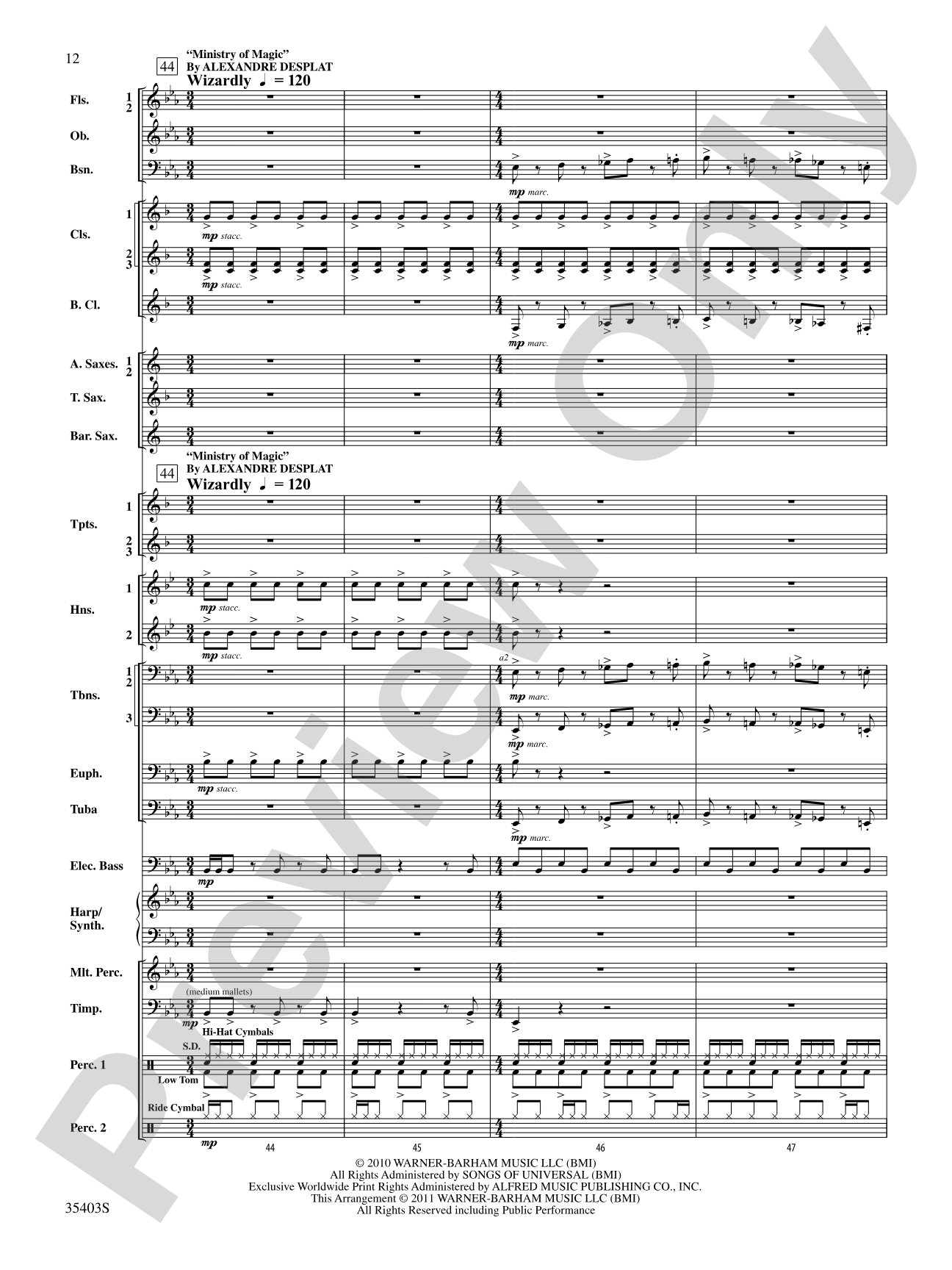 Harry Potter and the Deathly Hallows, Part 1, Suite from: Concert Band Conductor Score & Parts