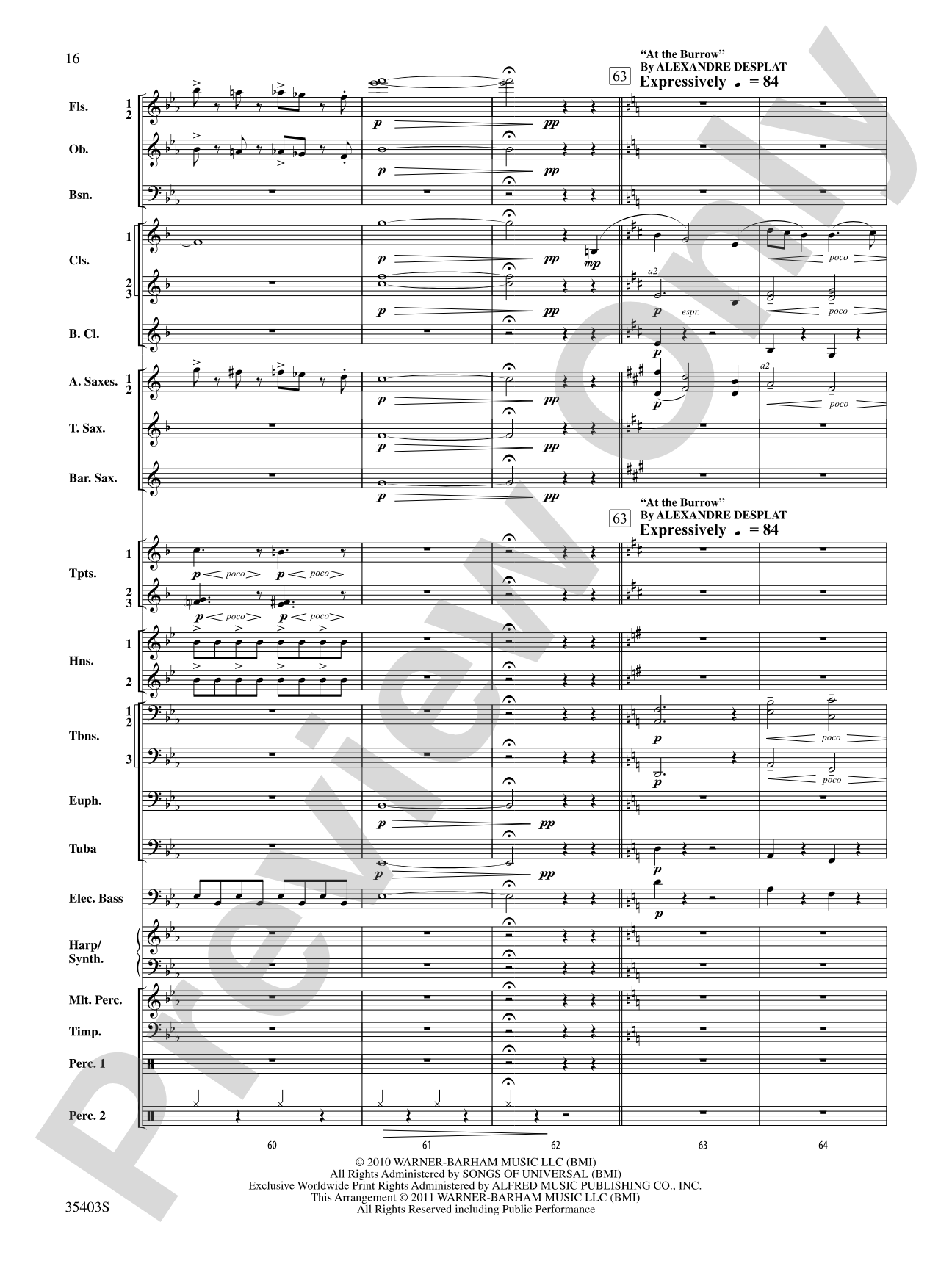 Harry Potter and the Deathly Hallows, Part 1, Suite from: Concert Band Conductor Score & Parts
