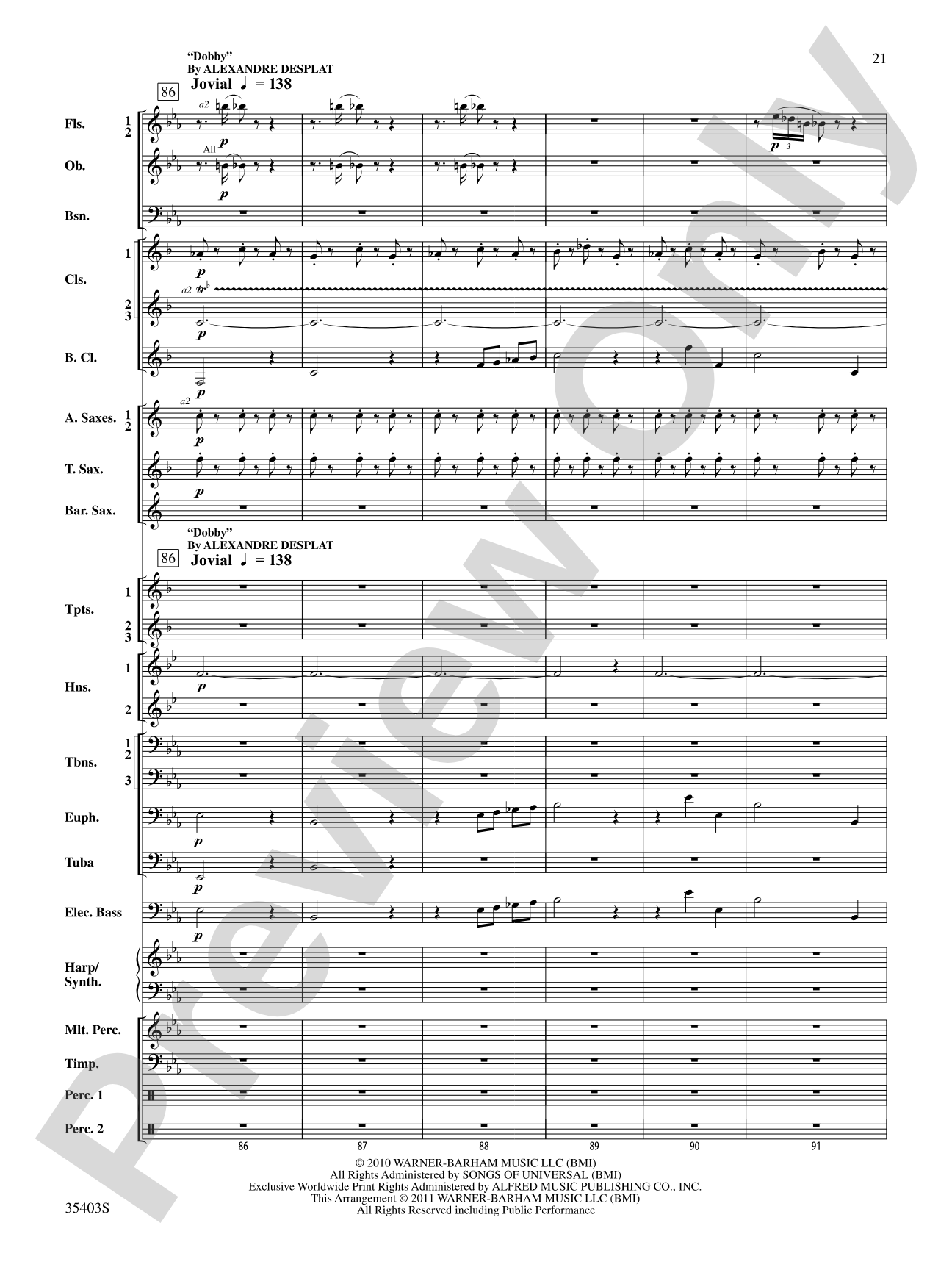 Harry Potter and the Deathly Hallows, Part 1, Suite from: Concert Band Conductor Score & Parts
