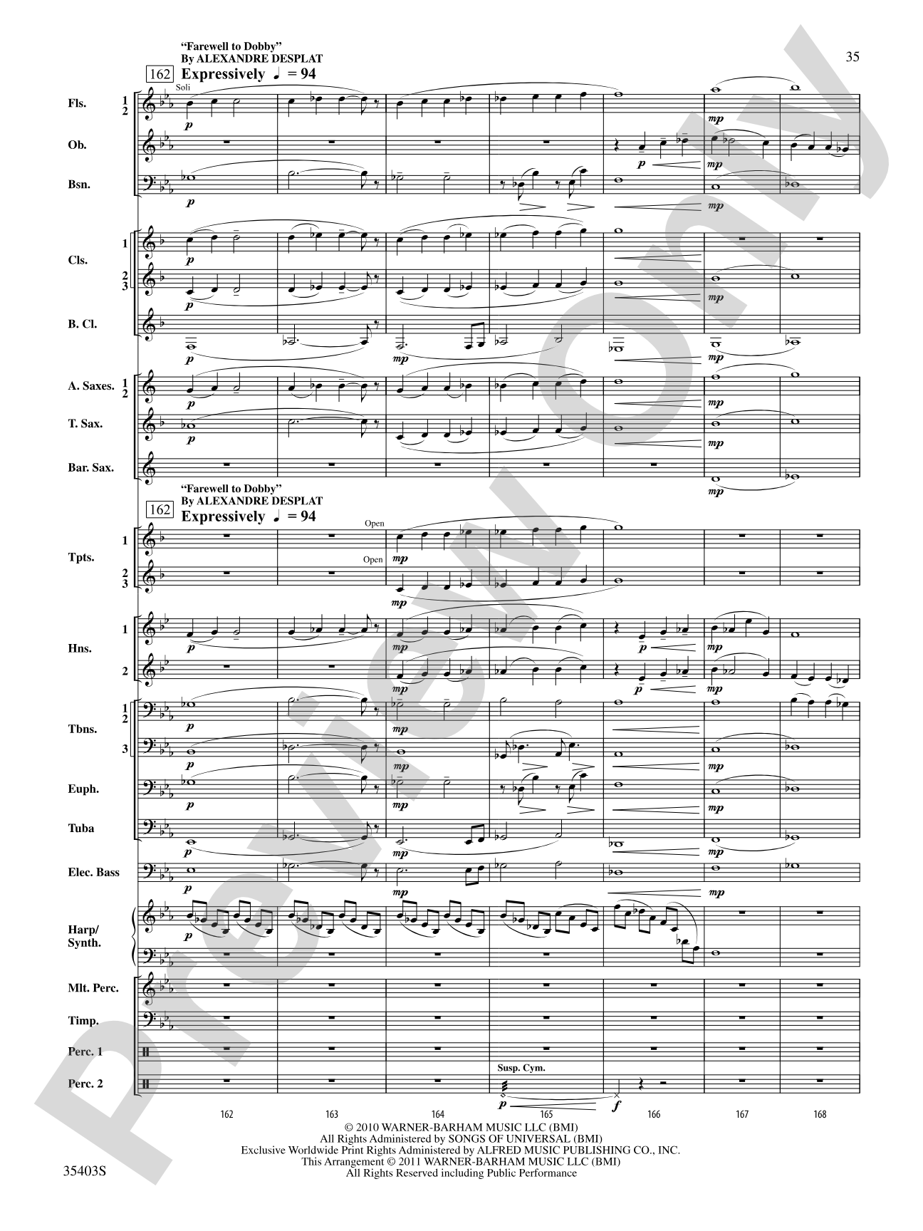 Harry Potter and the Deathly Hallows, Part 1, Suite from: Concert Band Conductor Score & Parts