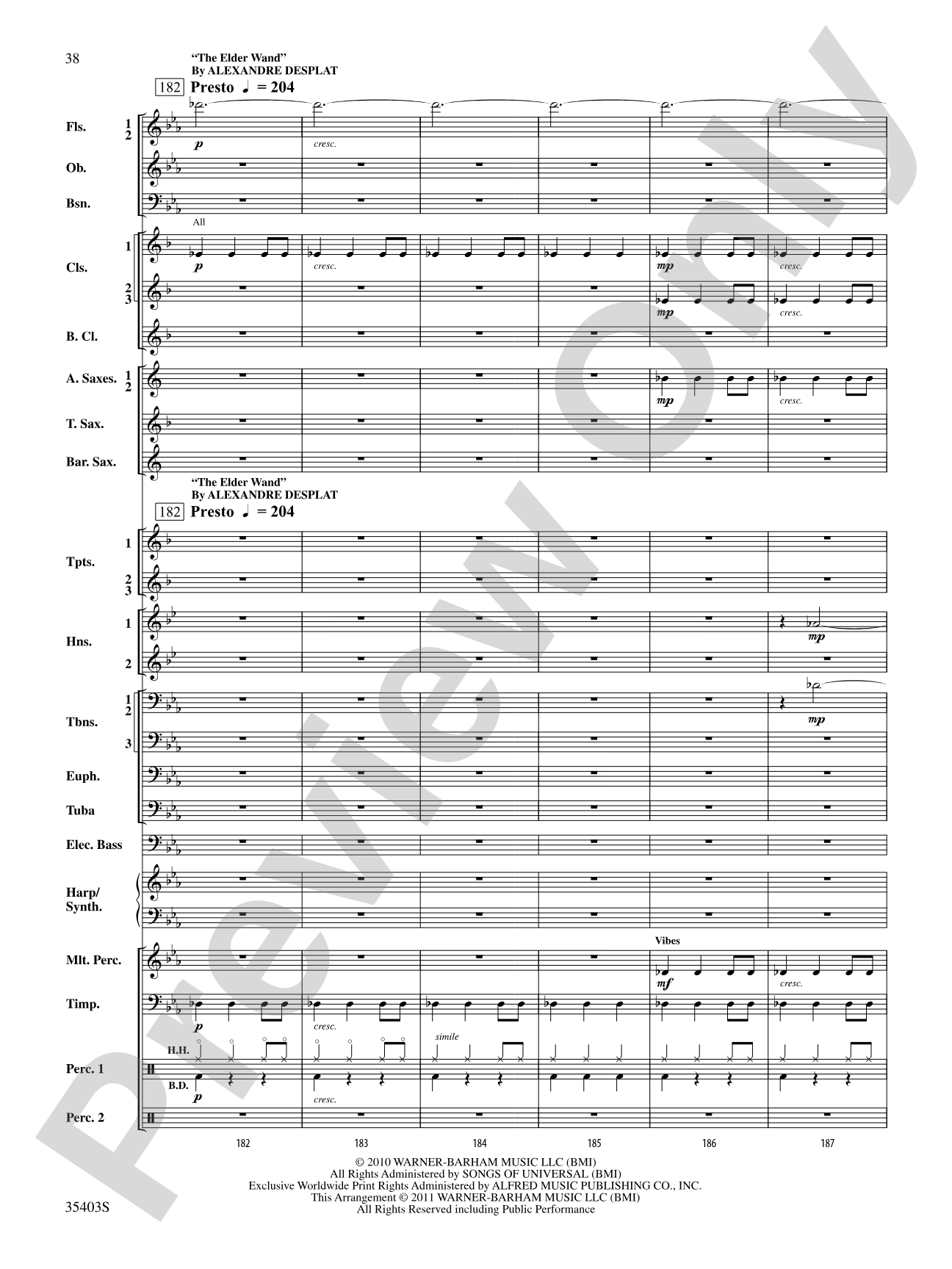 Harry Potter and the Deathly Hallows, Part 1, Suite from: Concert Band Conductor Score & Parts