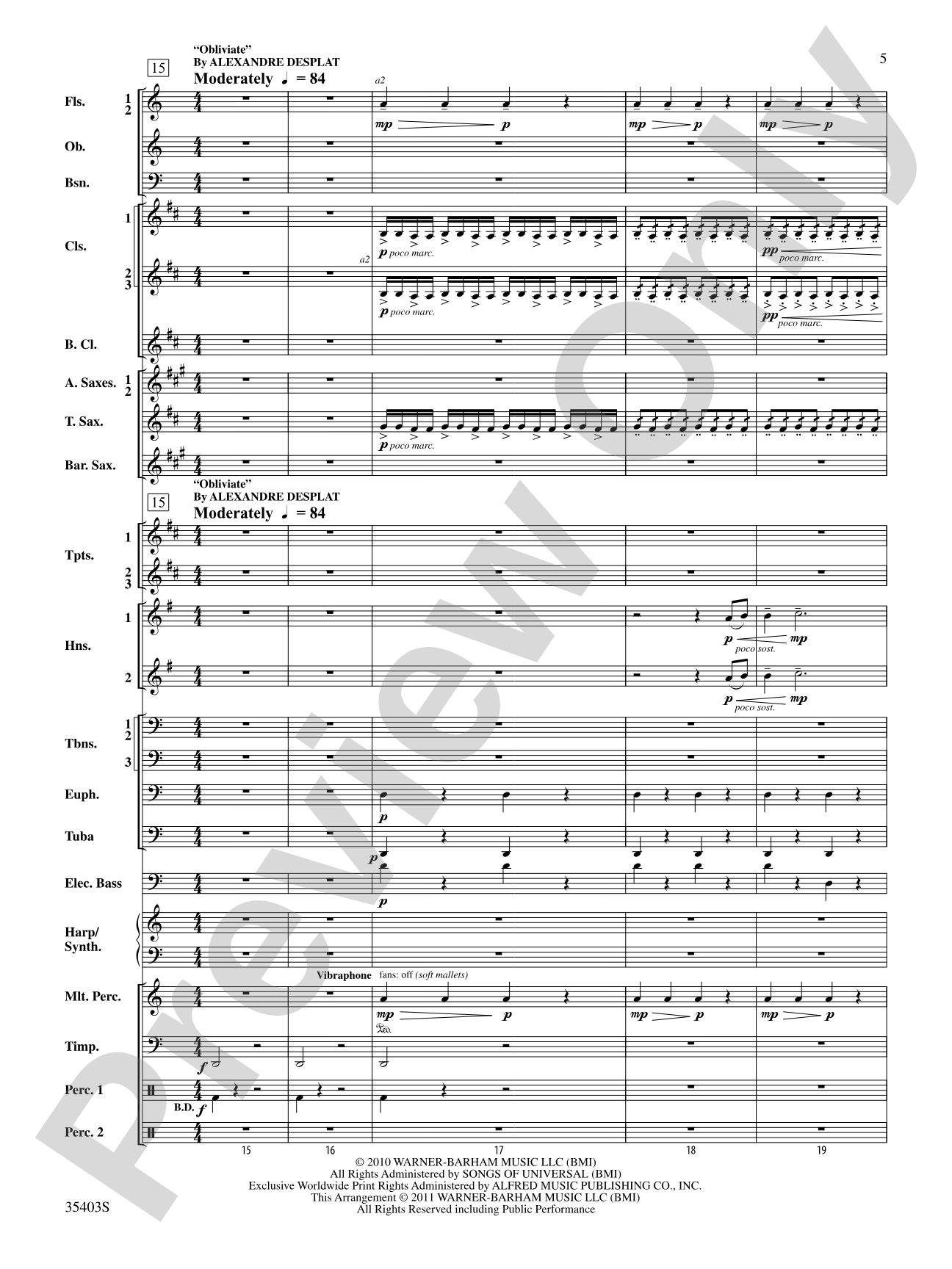 Harry Potter and the Deathly Hallows, Part 1, Suite from: Concert Band Conductor Score & Parts